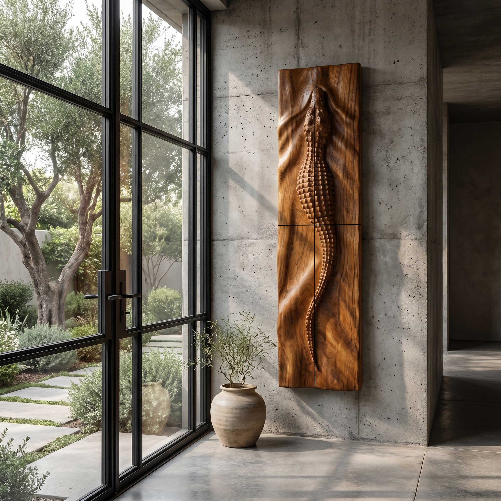 Abstract Wooden Wall Art Panel With Sculptural Organic Relief Design For Living Room And Entryway SINLHAWD102