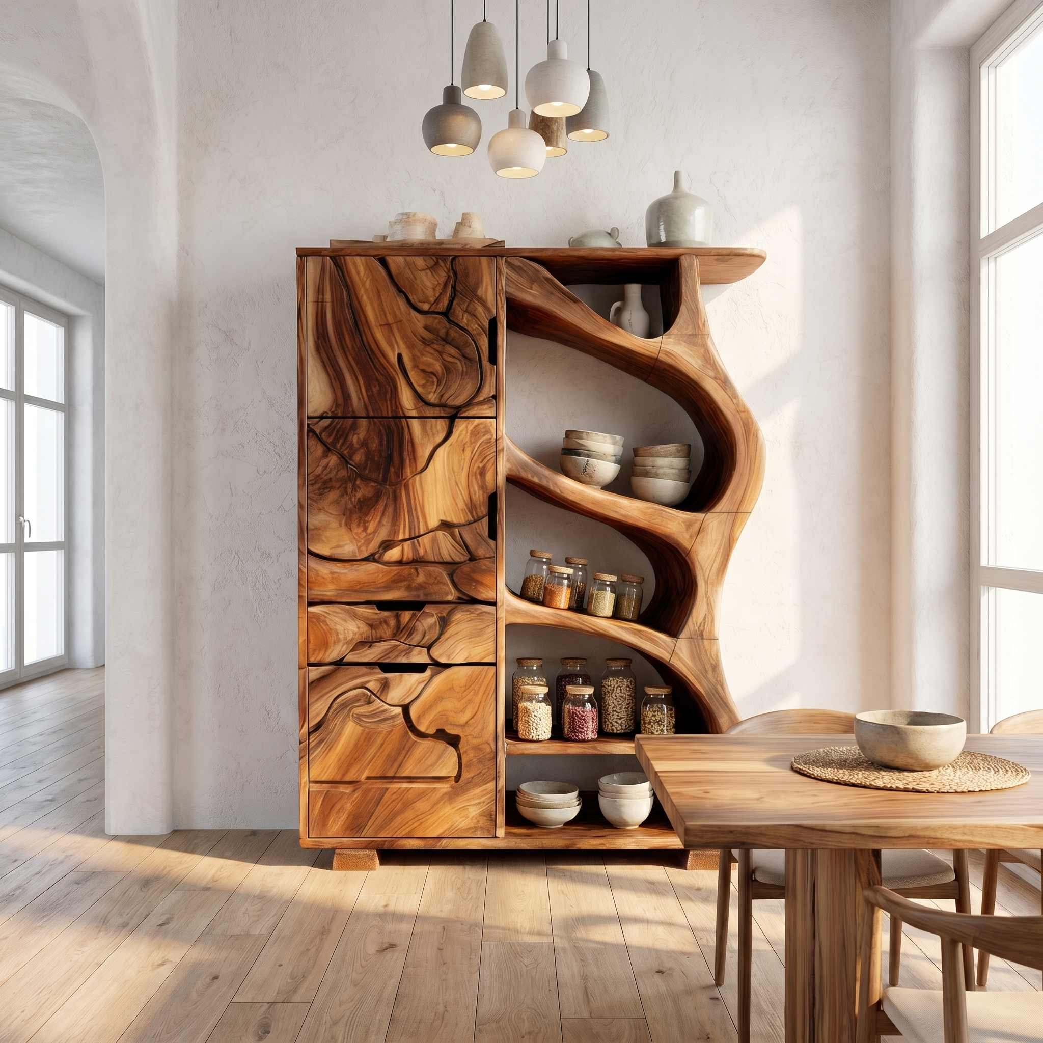 Nature Inspired Entryway Cabinet Organic Storage Design SINLHASC534