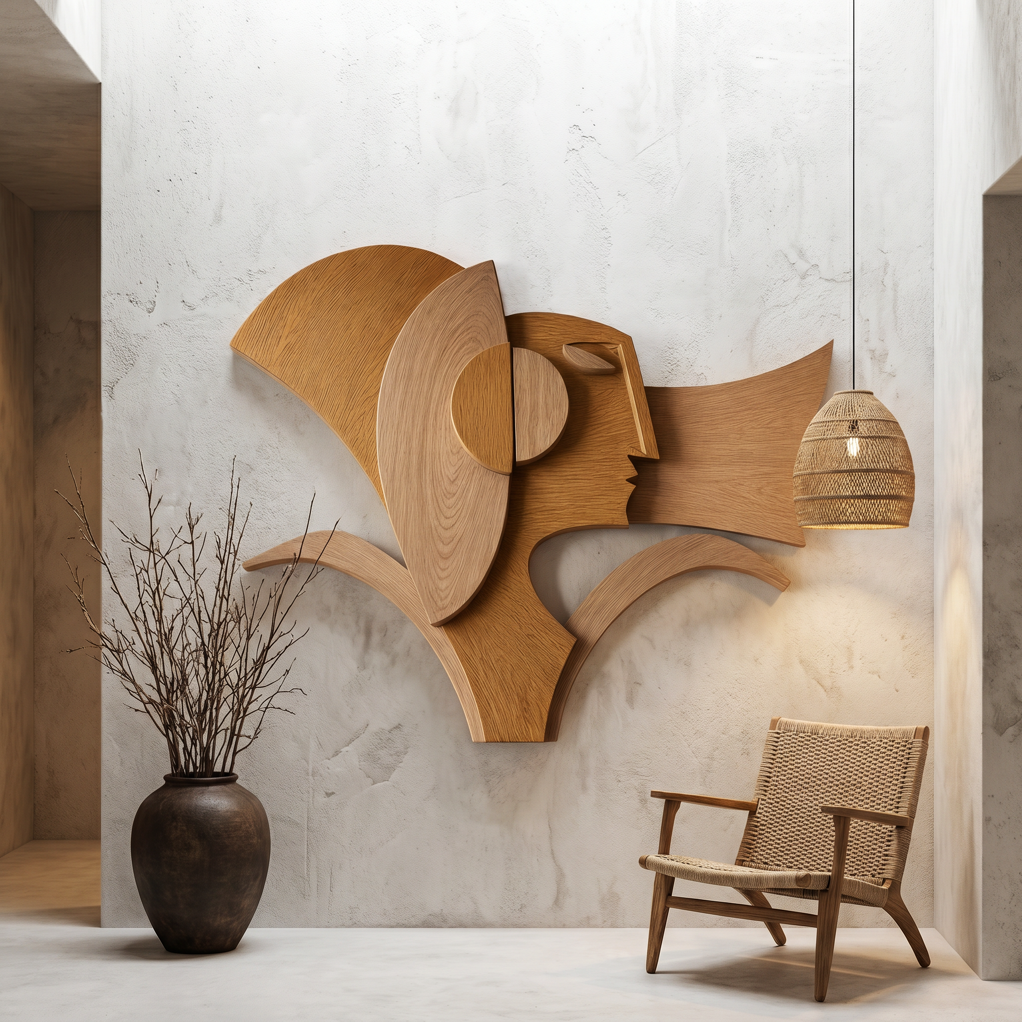 Abstract Geometric Wooden Wall Decor Panel For Living Room And Bedroom SINLHAWD074