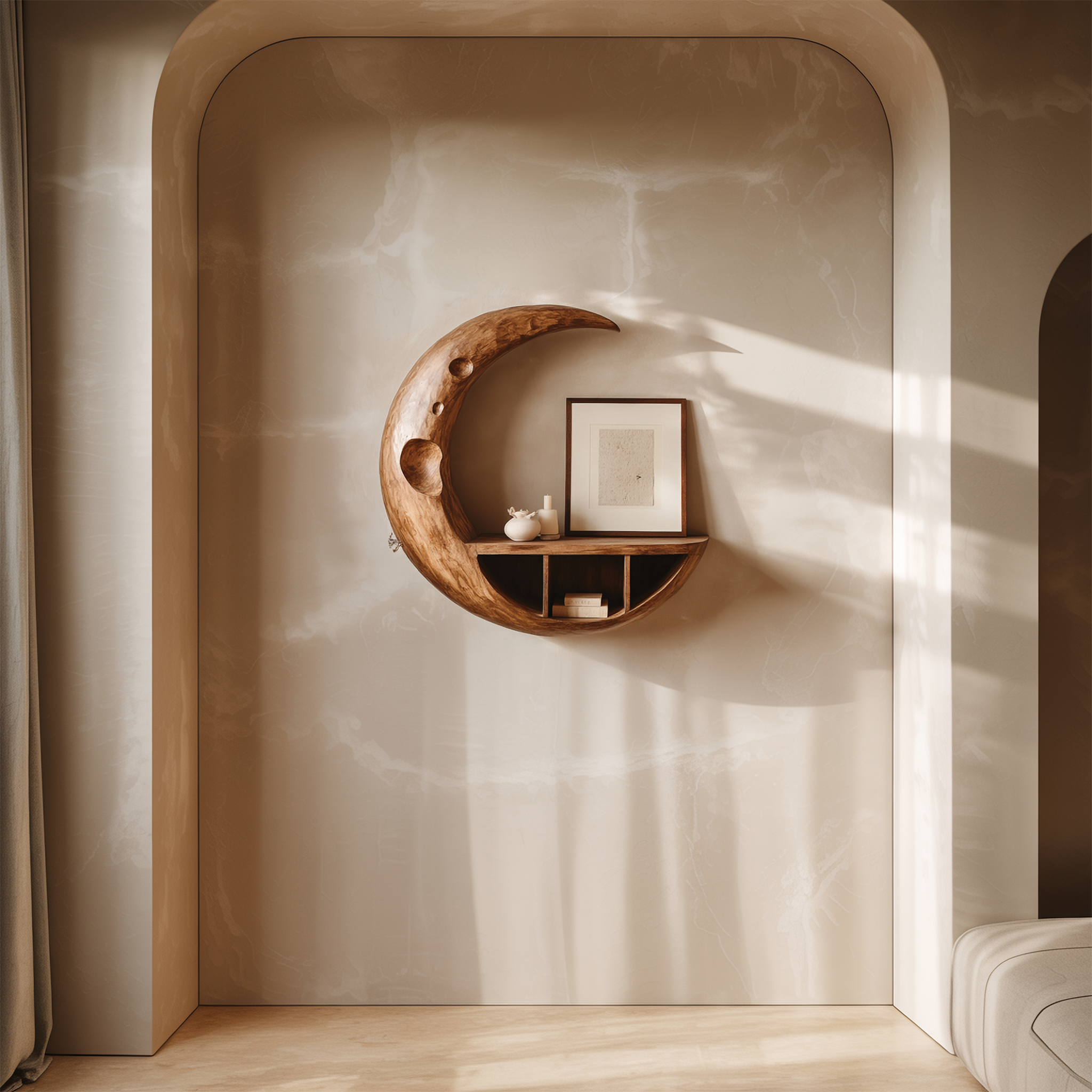 Rustic Moon Wall Shelf For Living Room And Apartment SINLSAFL455