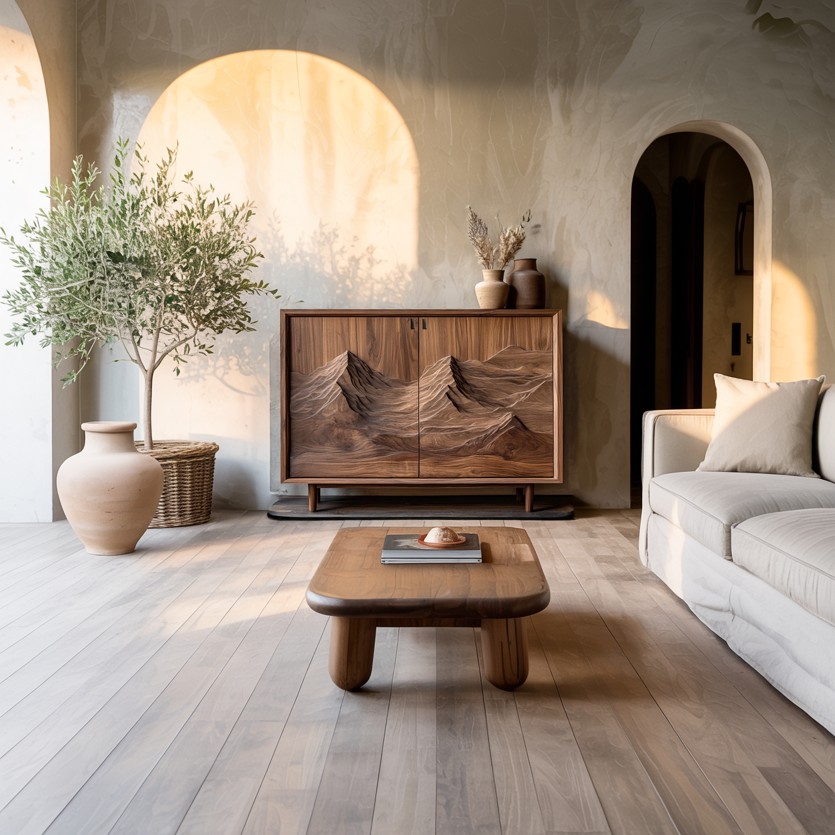 Rustic Sculptural Artistic Cabinet For Living Room And Interior Space SINLSASC352