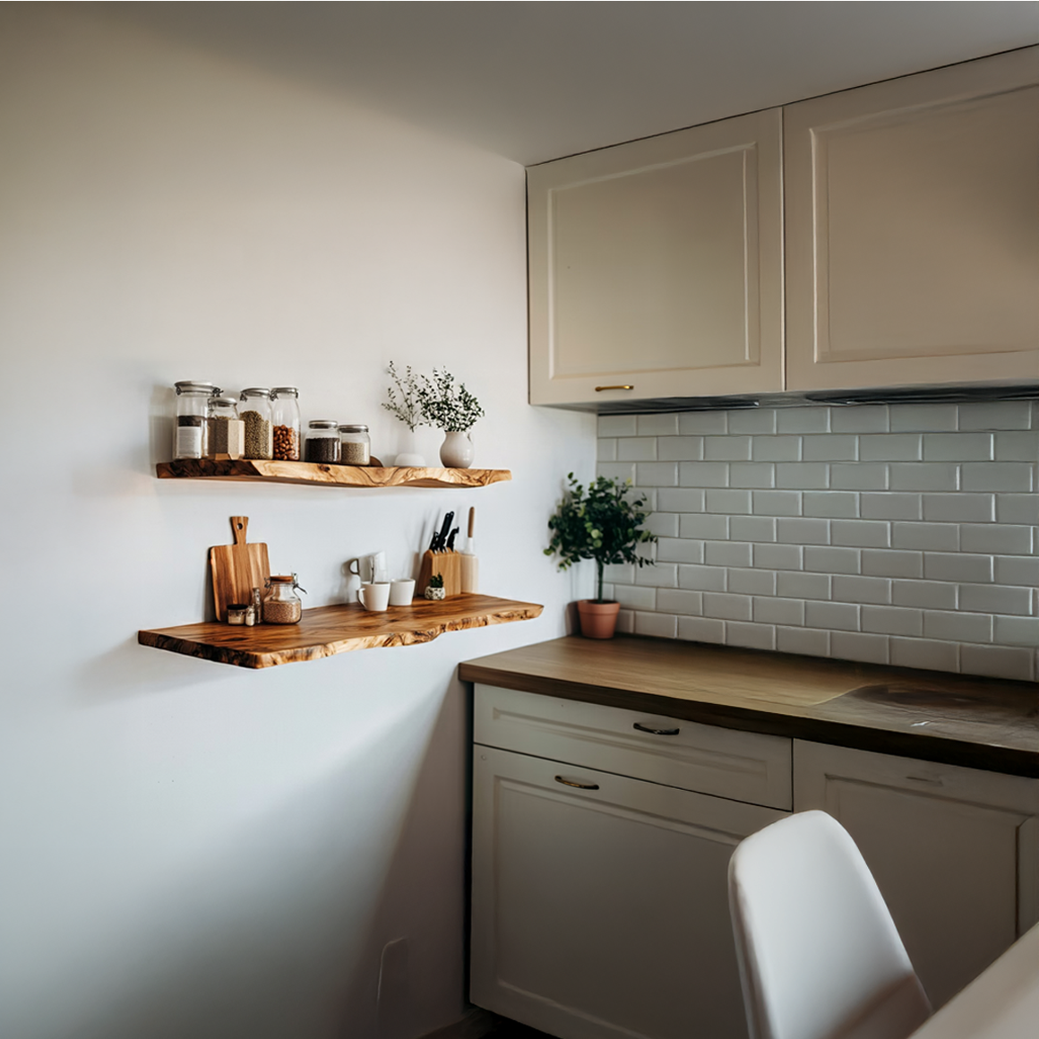 Handcrafted Live Edge Floating Shelves Wall Mounted Kitchen Display SINLSAFL295