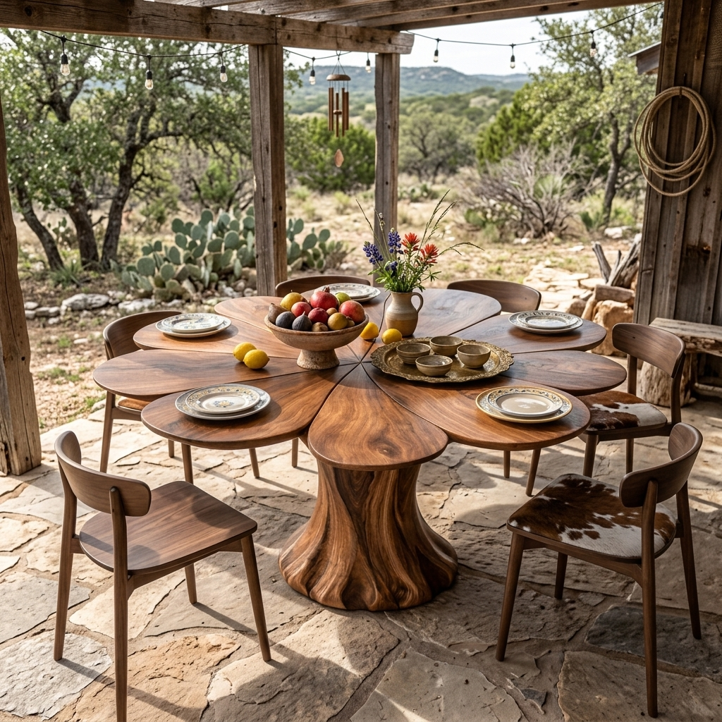 Modern Wooden Dining Table With Flower Shape For Kitchen RTTHTTDN050