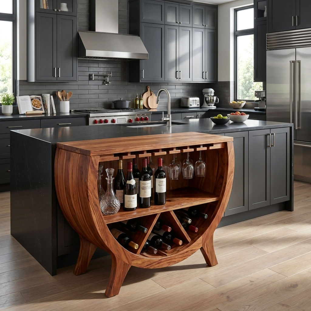 Wooden Wine Cabinet With Bottle Storage For Home Bar RTTHTTBCA036