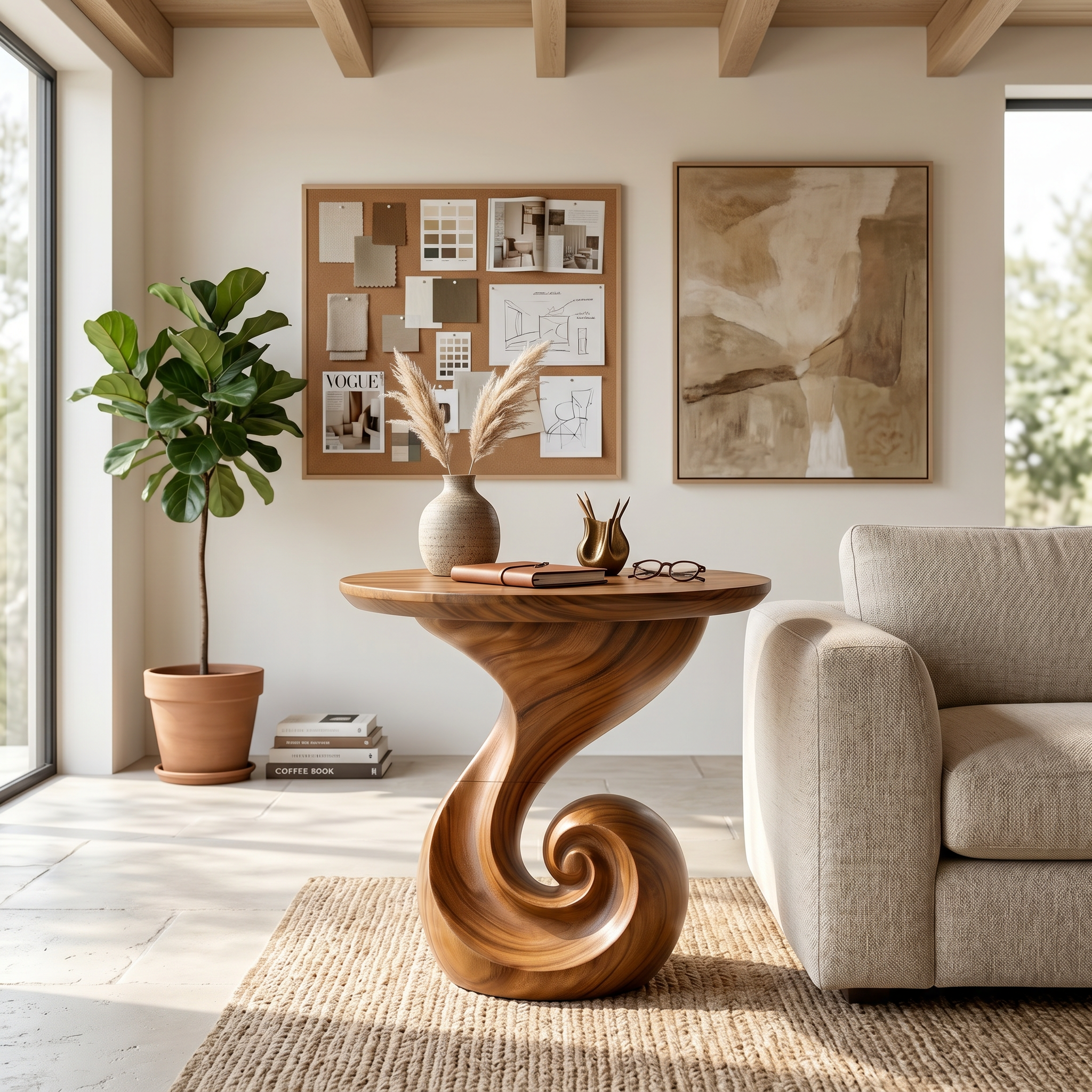 Scandinavian Spiral Side Table Modern Family Room SILDTTRSTA041