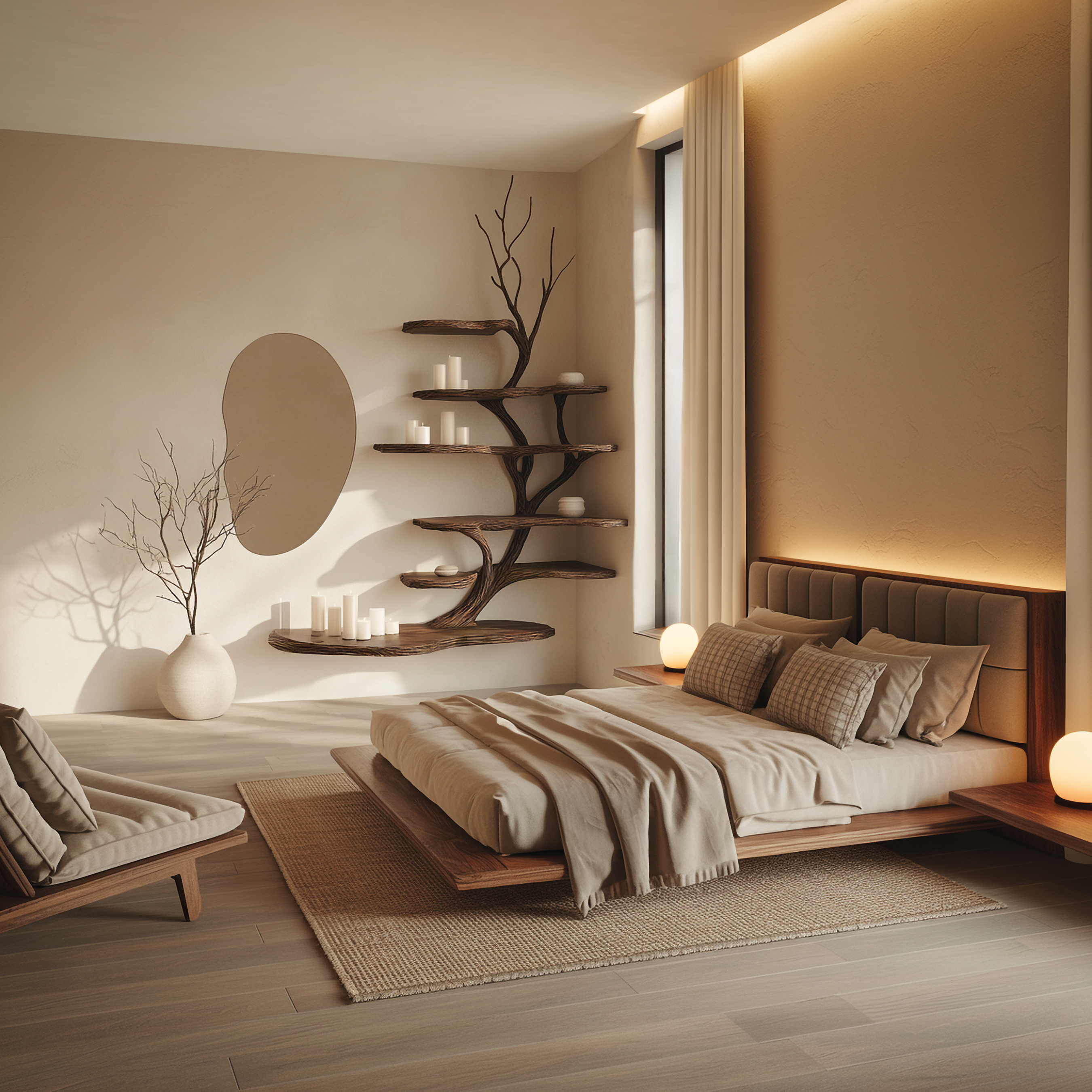 Organic Modern Artistic Wall Display Shelf For Bedroom And Reading Room SINLSATB631