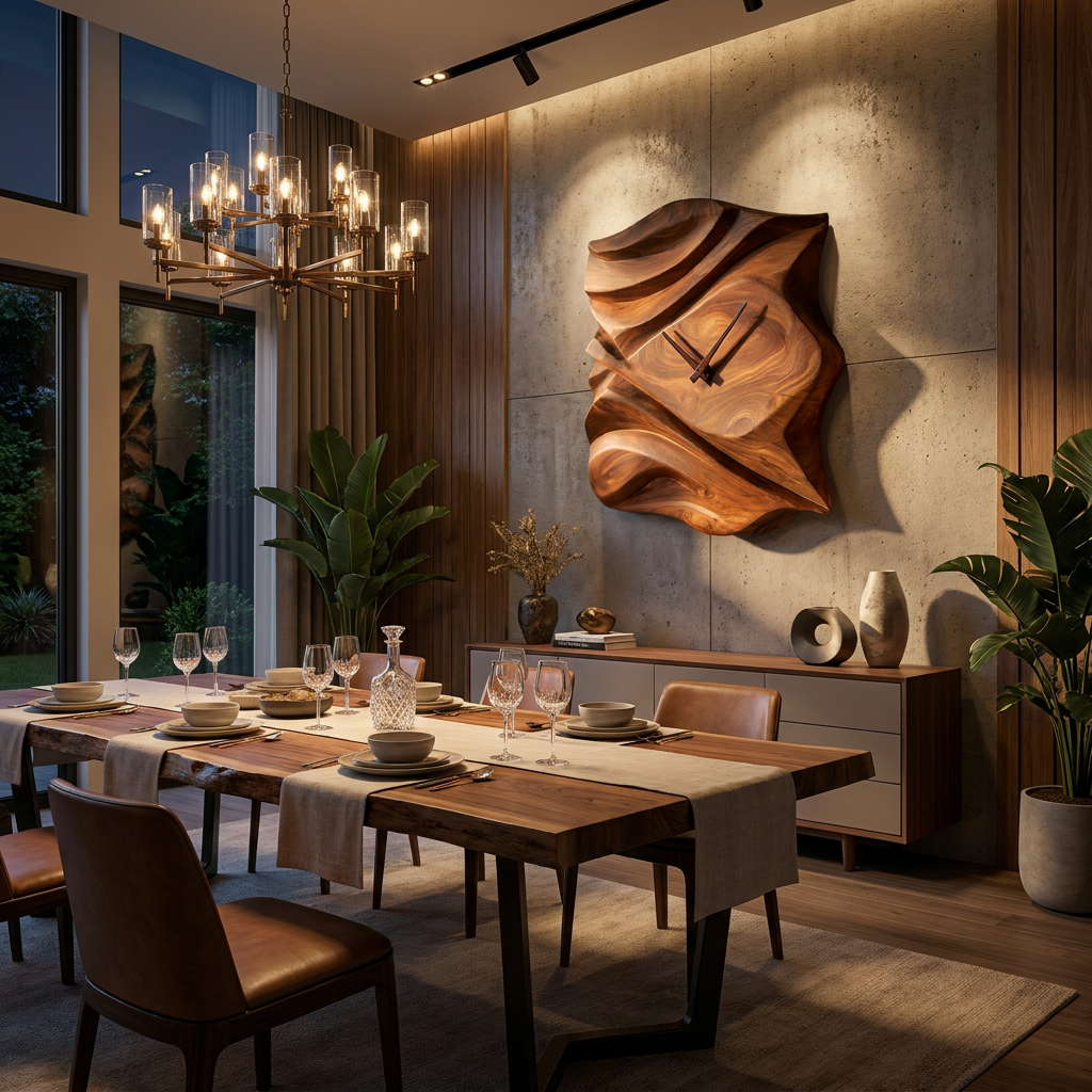 Contemporary Wooden Wall Clock For Bedroom Accent RTTHTTWAC008