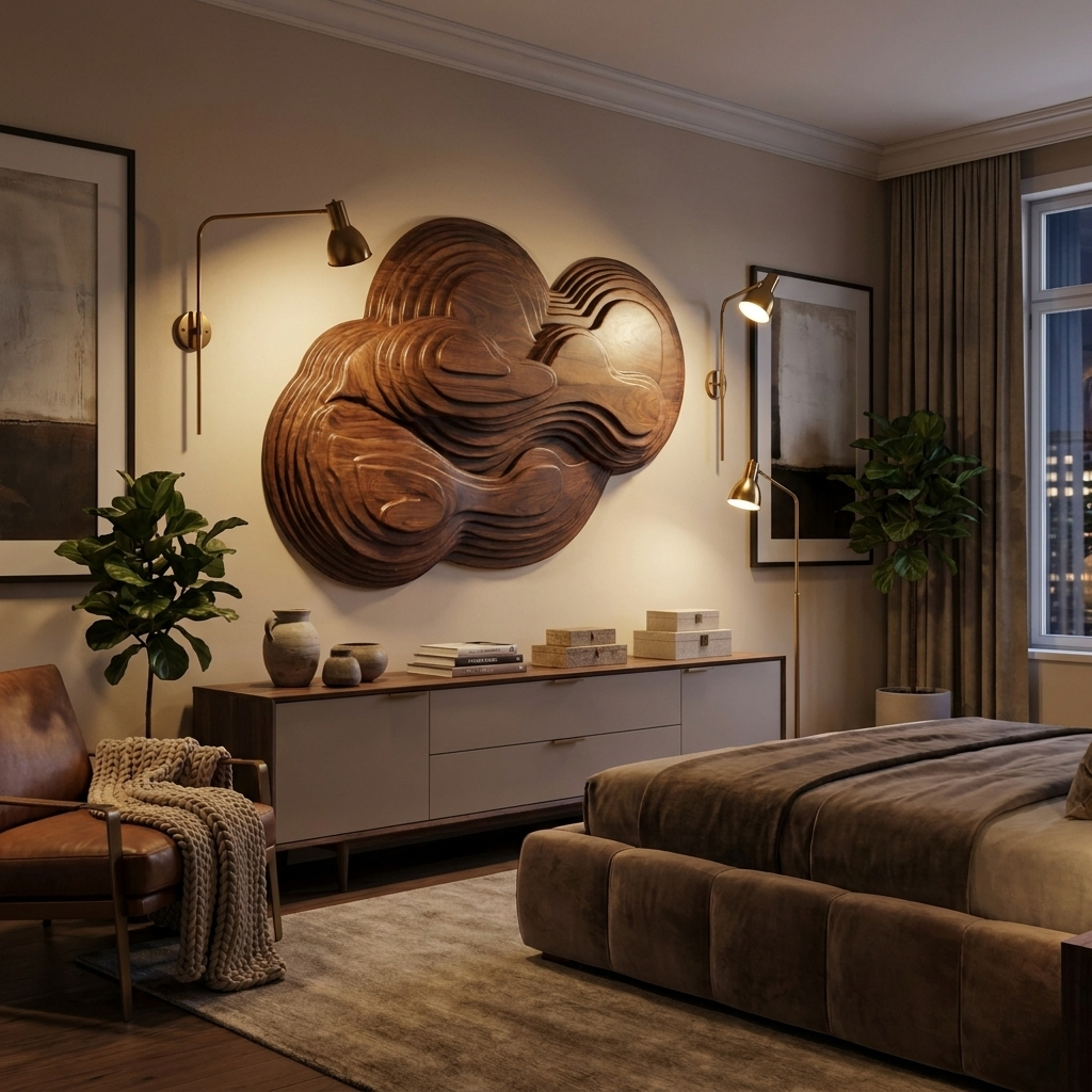 Organic Cloud Wall Sculpture With Layered Design For Bedroom SITHTTWA007