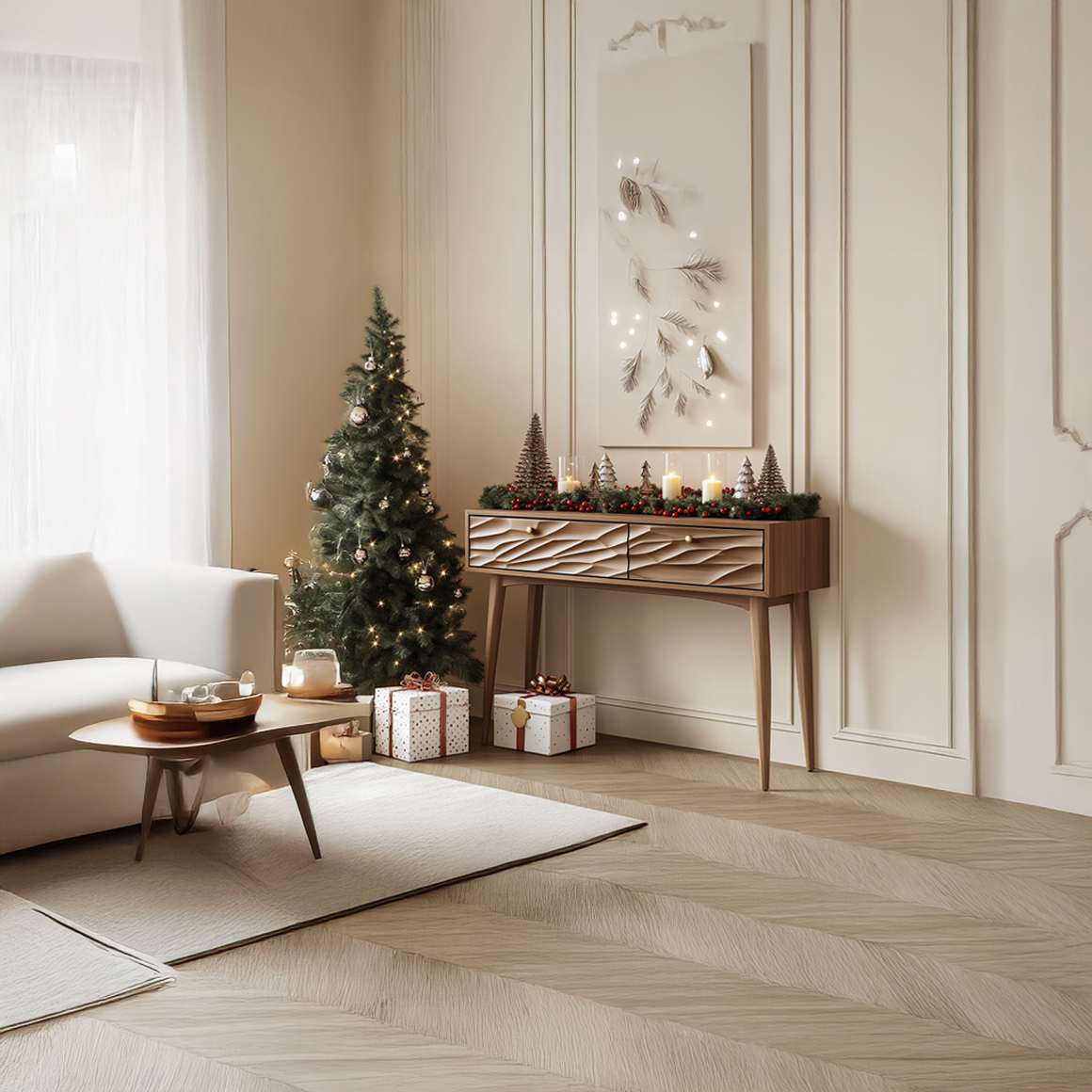 Mid Century Carved Console Table Holiday Season Living Room SINLSACS337