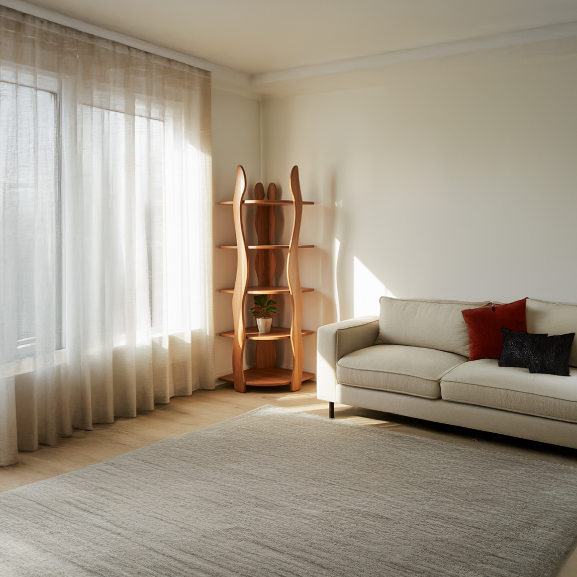 Organic Modern Sculptural Corner Shelf Living Room Or Office SINLSASC303