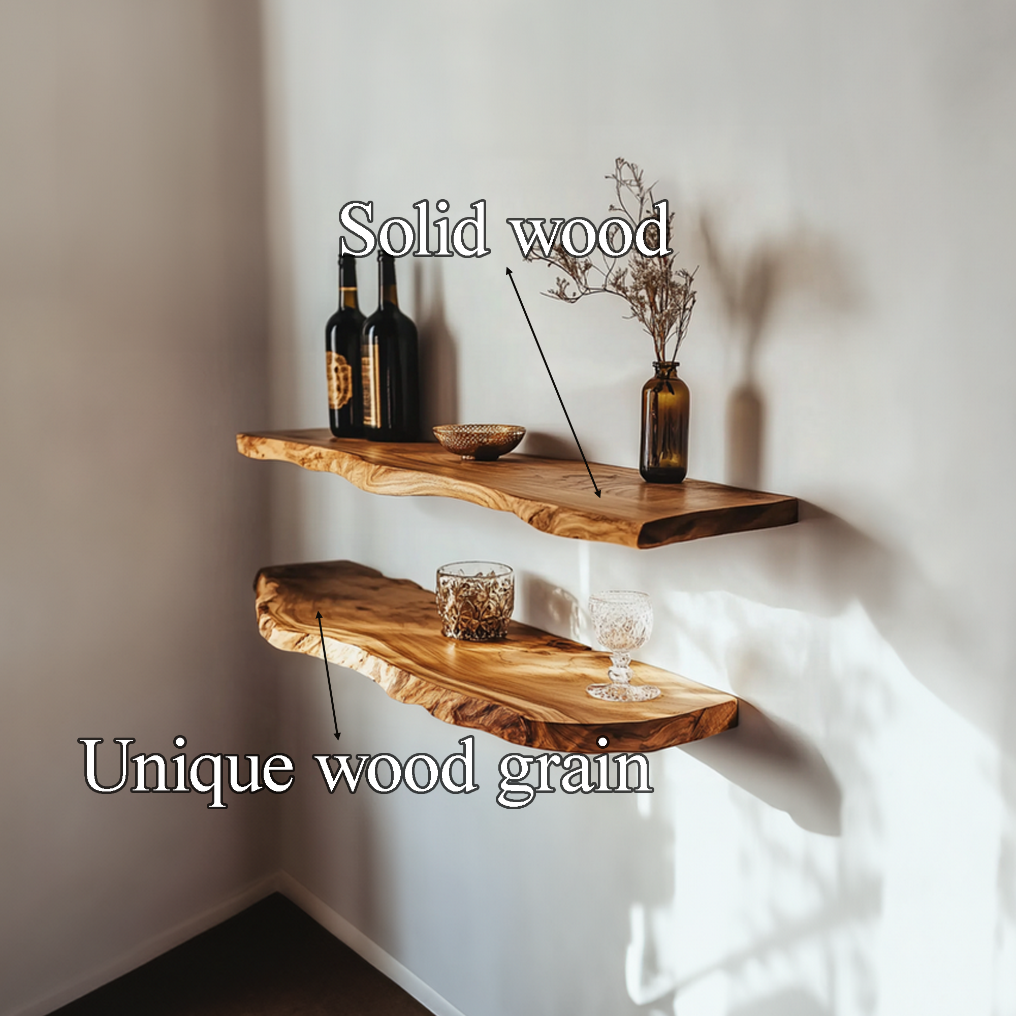 Custom Floating Shelves Solid Wood Decor Home Gift SINLFL058