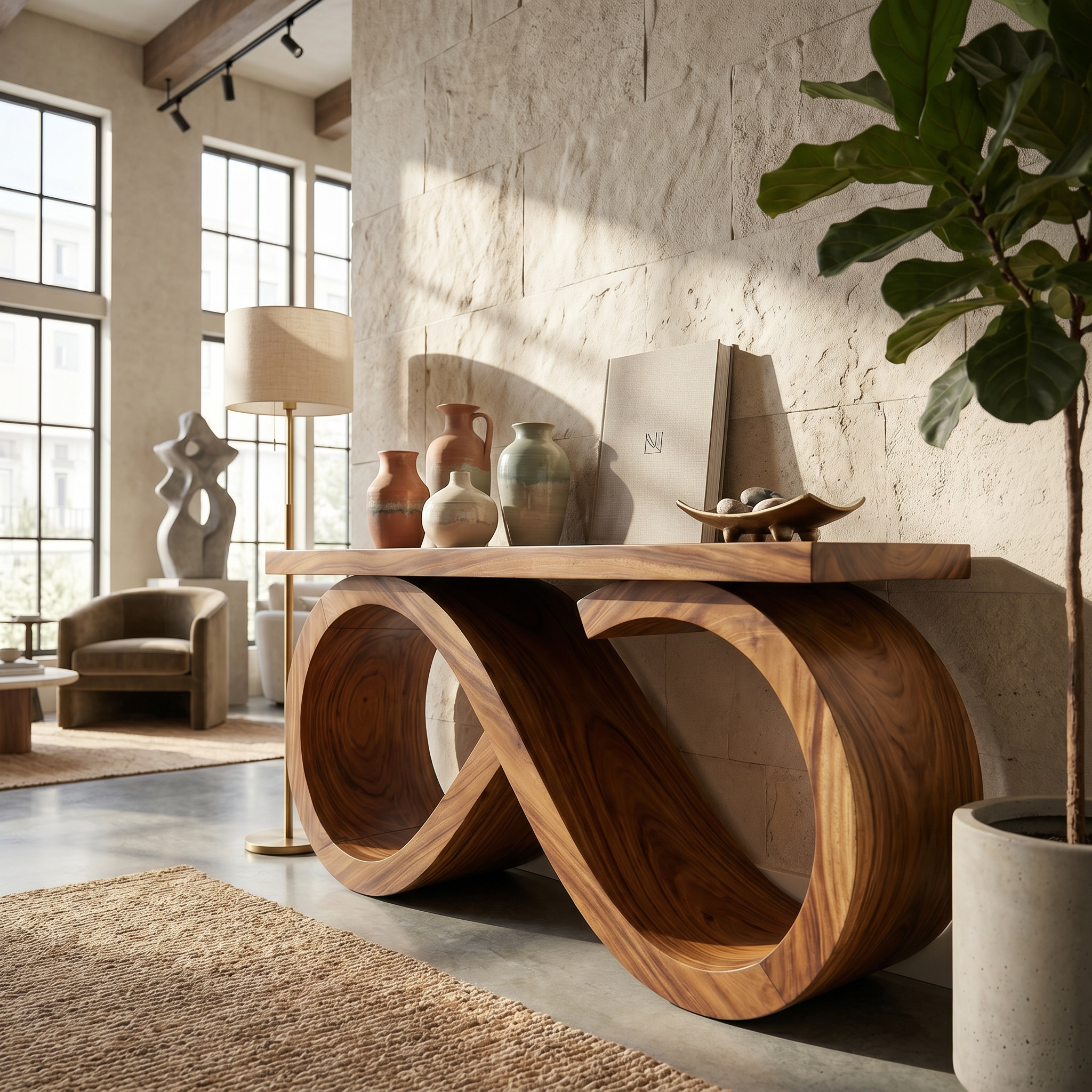 Contemporary Infinity Loop Console Table Modern Hallway SILDTTRCS072