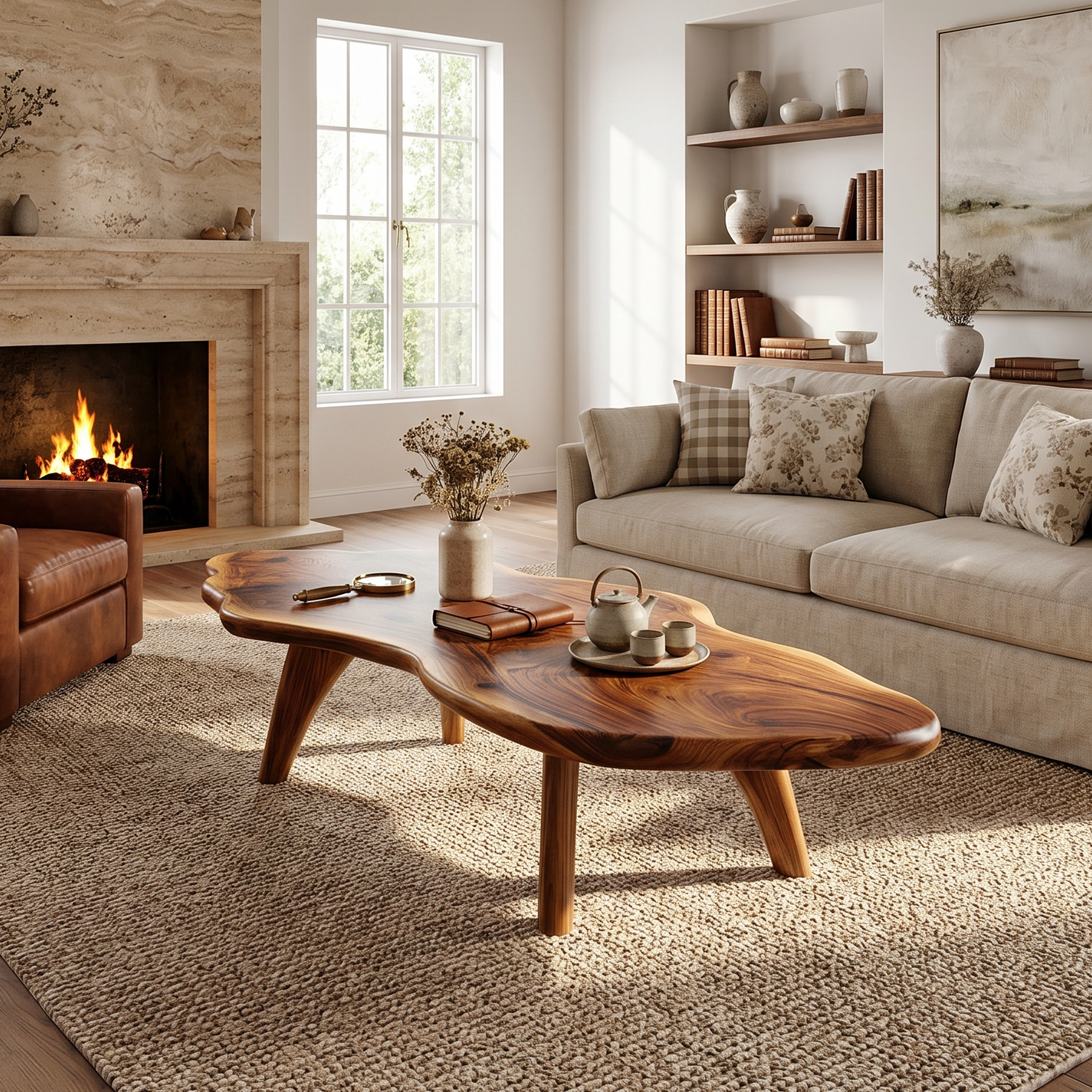 Mid Century Modern Live Edge Coffee Table For Living Room Look SILDTTRCF039