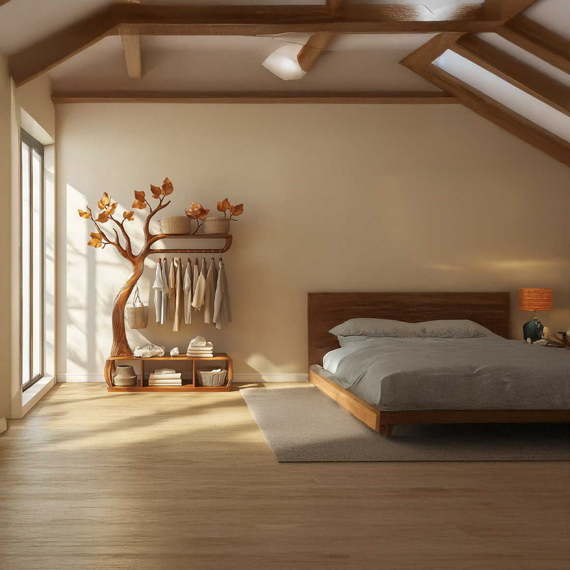 Rustic Tree coat Rack Bedroom Closet Organizer Storage SINLSATCR043