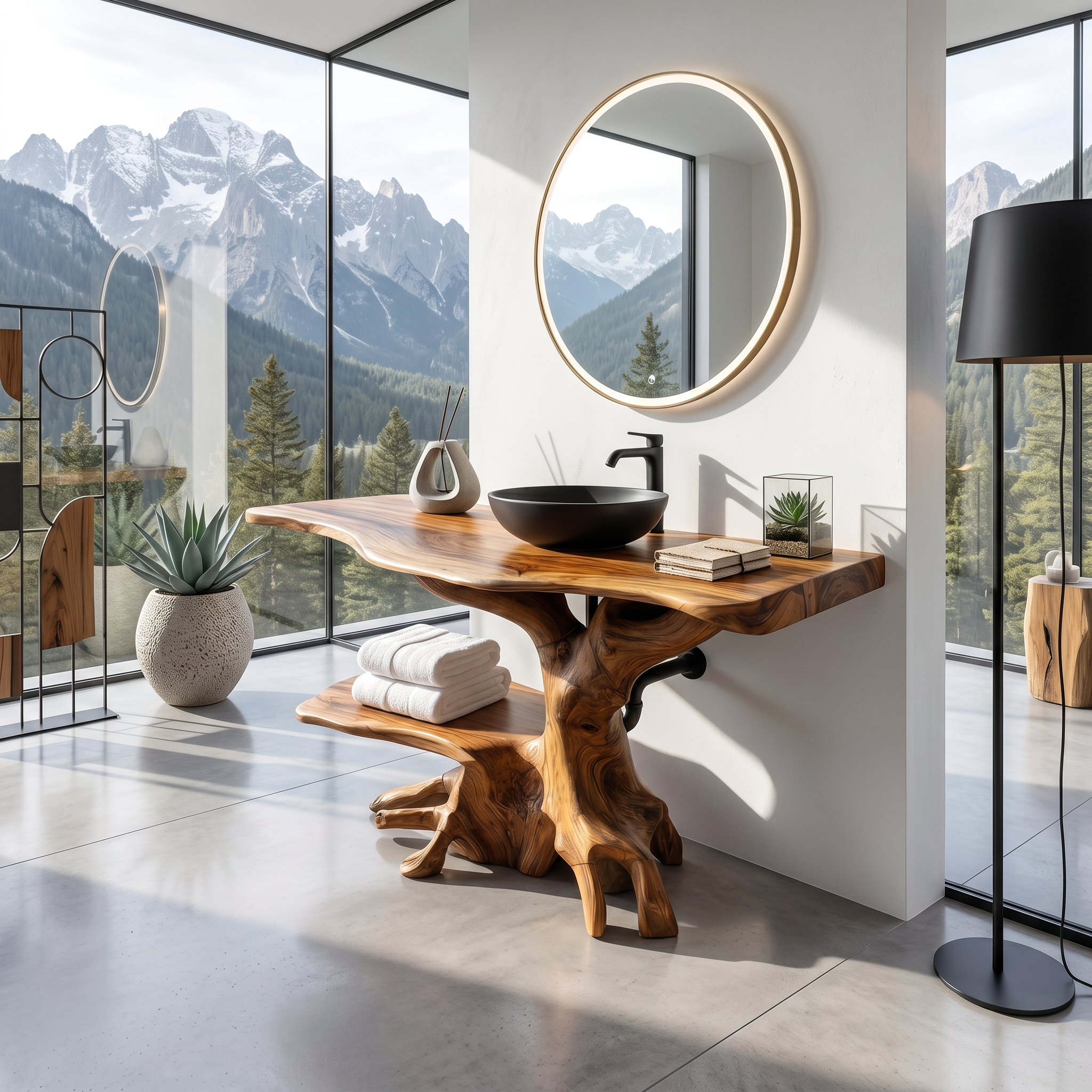 Farmhouse Live Edge Bathroom Vanity Rustic Solid Wood For Bathroom SILDTTRBRV122