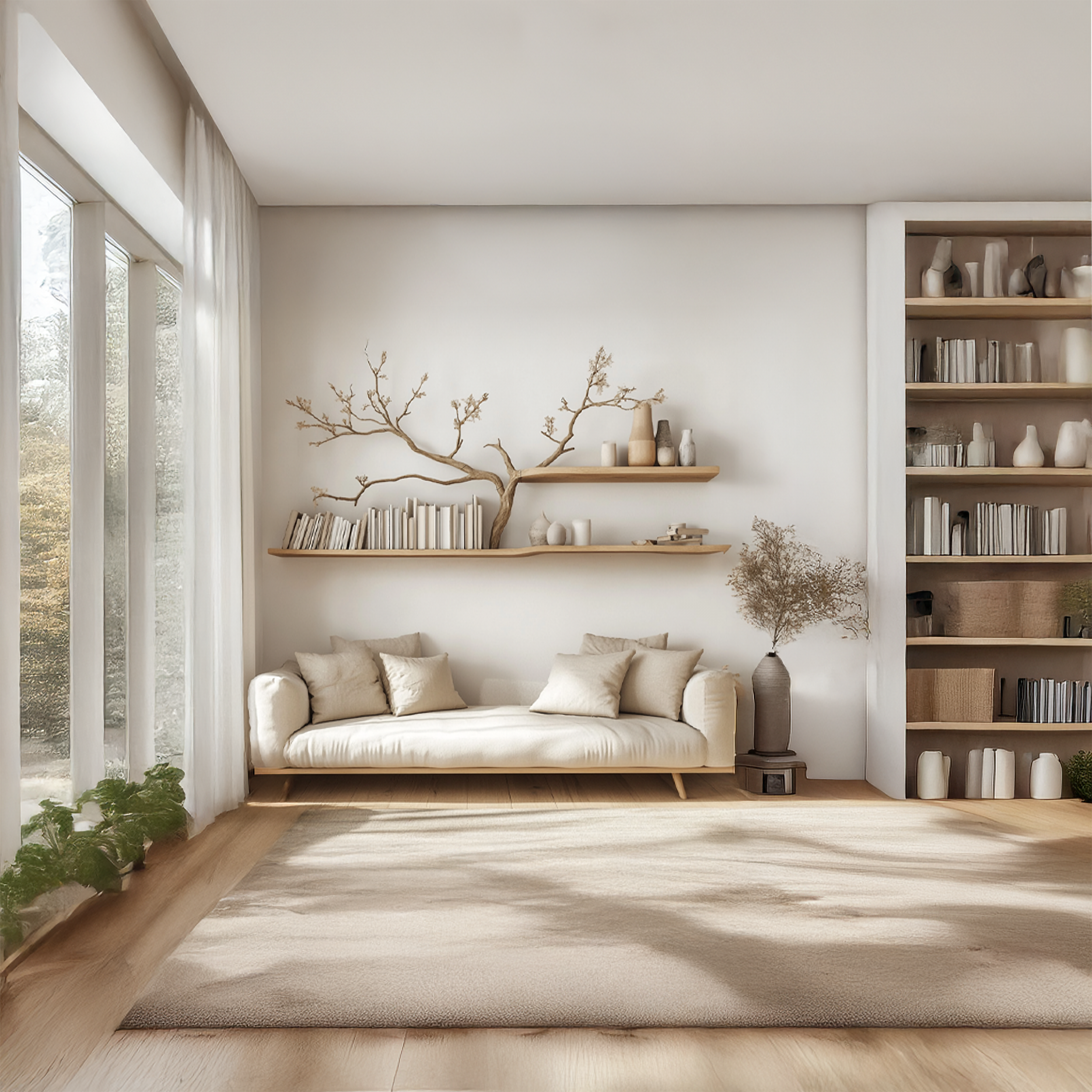 Rustic Tree Inspired Shelf Natural Boho Living Room SINLSATBS054