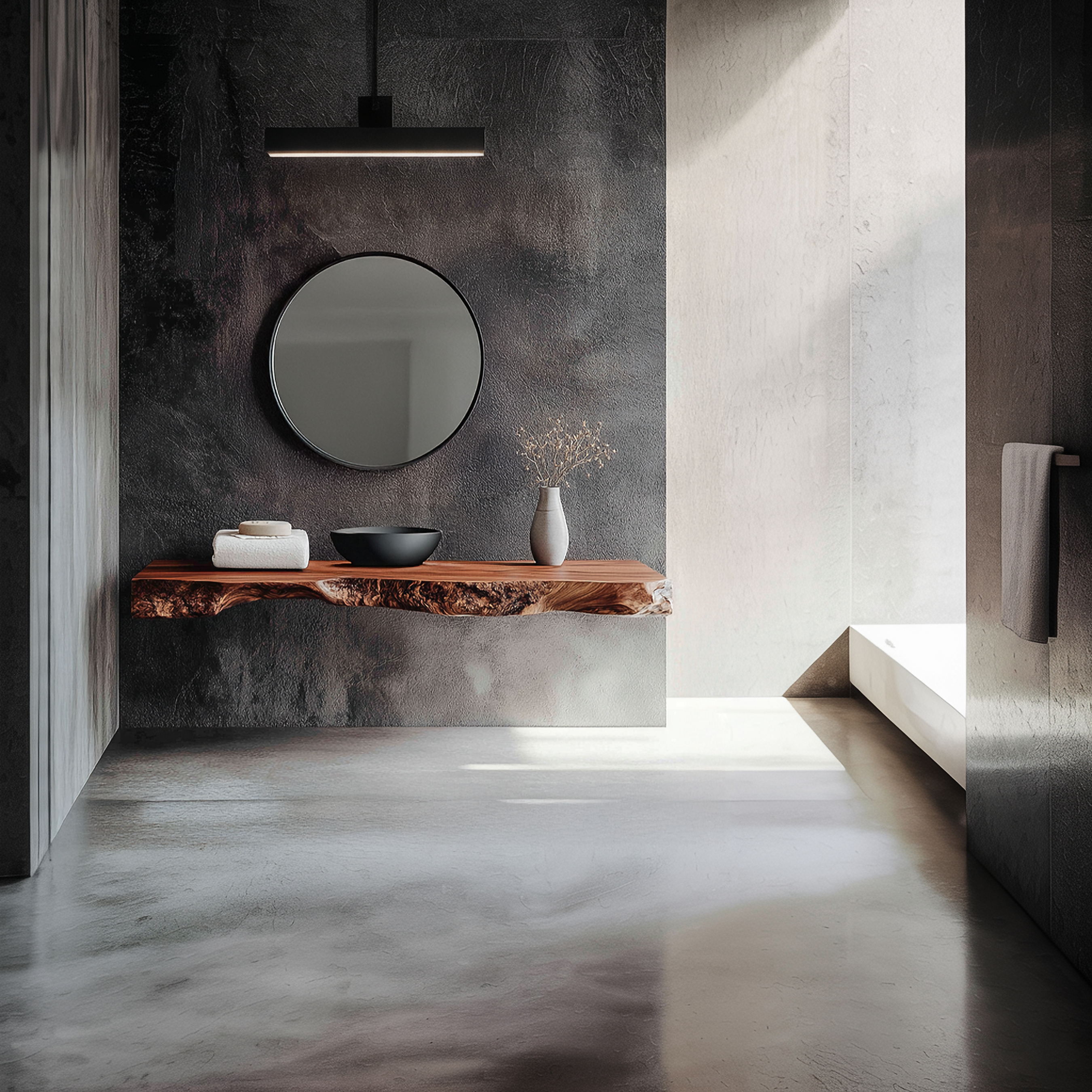 Minimalist Rustic Bathroom Vanity Floating Wood Shelf Console SINLSABRV258