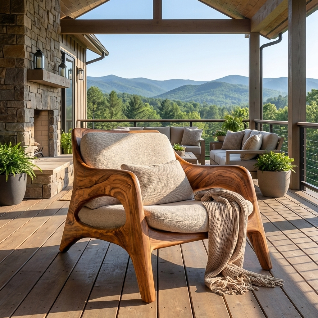 Organic Natural Wood Chair For Home Balcony RTTHTTACC016