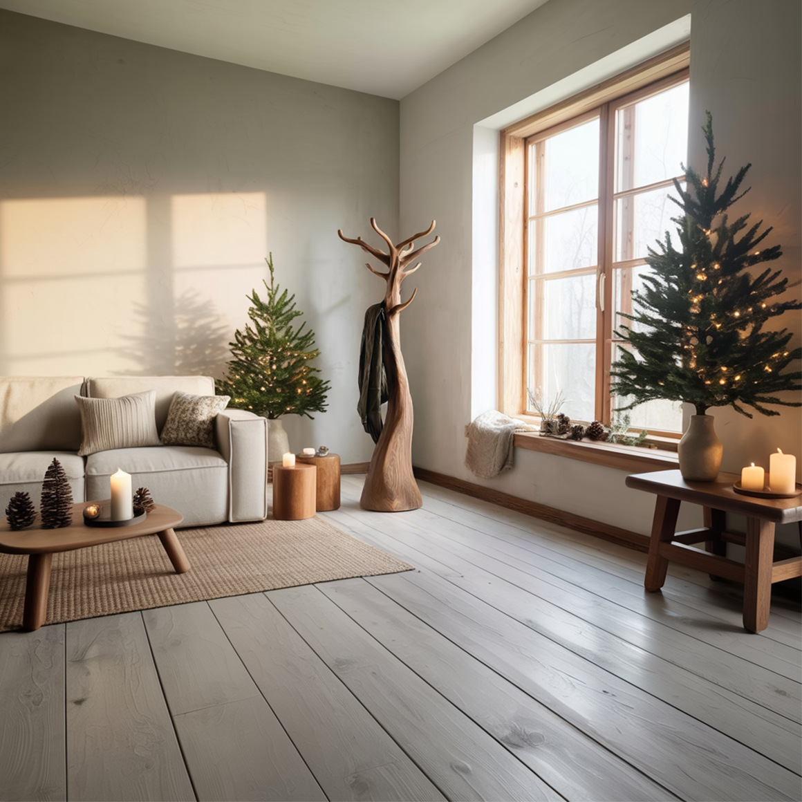 Rustic Tree Coat Stand Christmas Holiday Natural Room Display SINLSATCR078