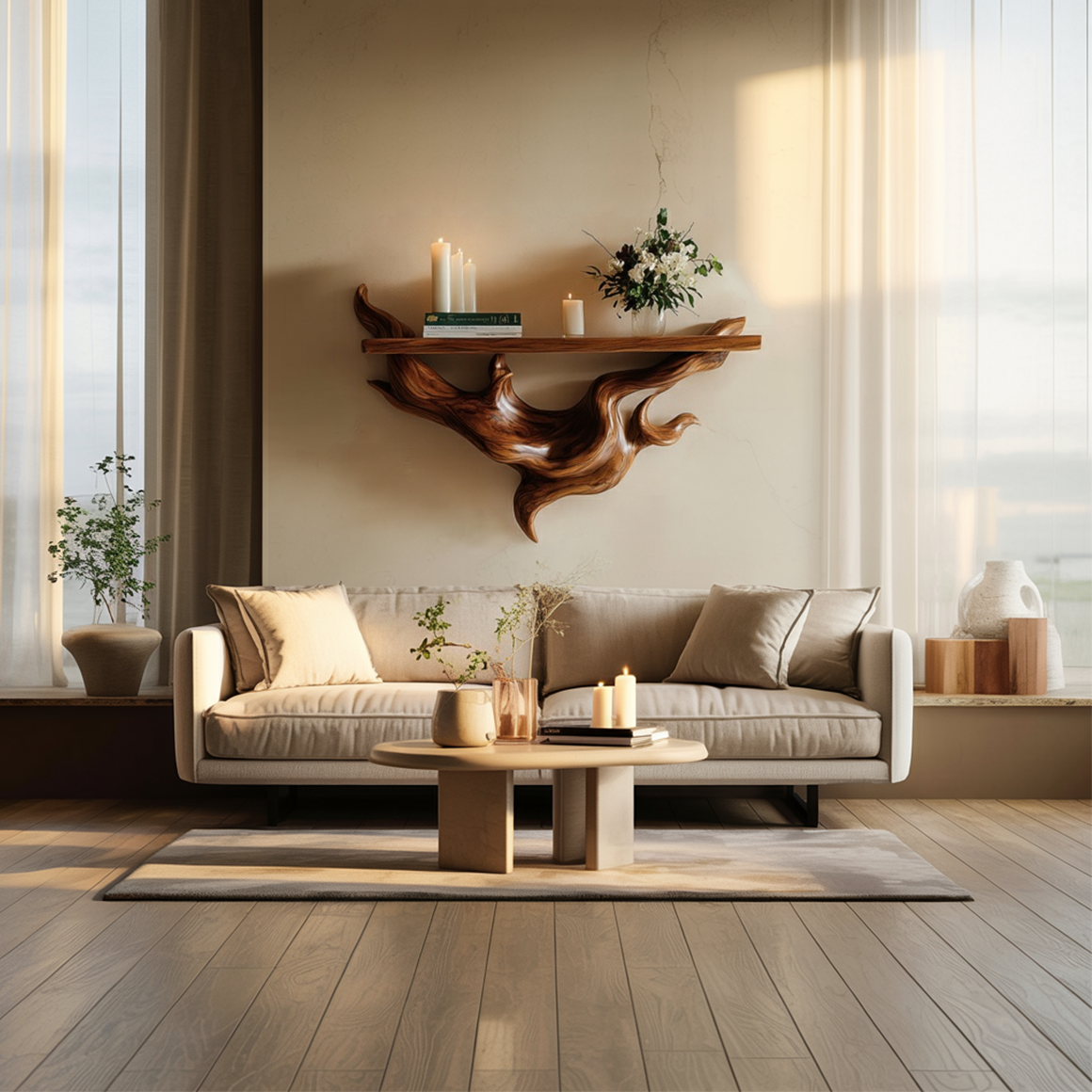 Sculptural Root Floating Shelf Modern Wall Display For Living Room SINLSAFL324