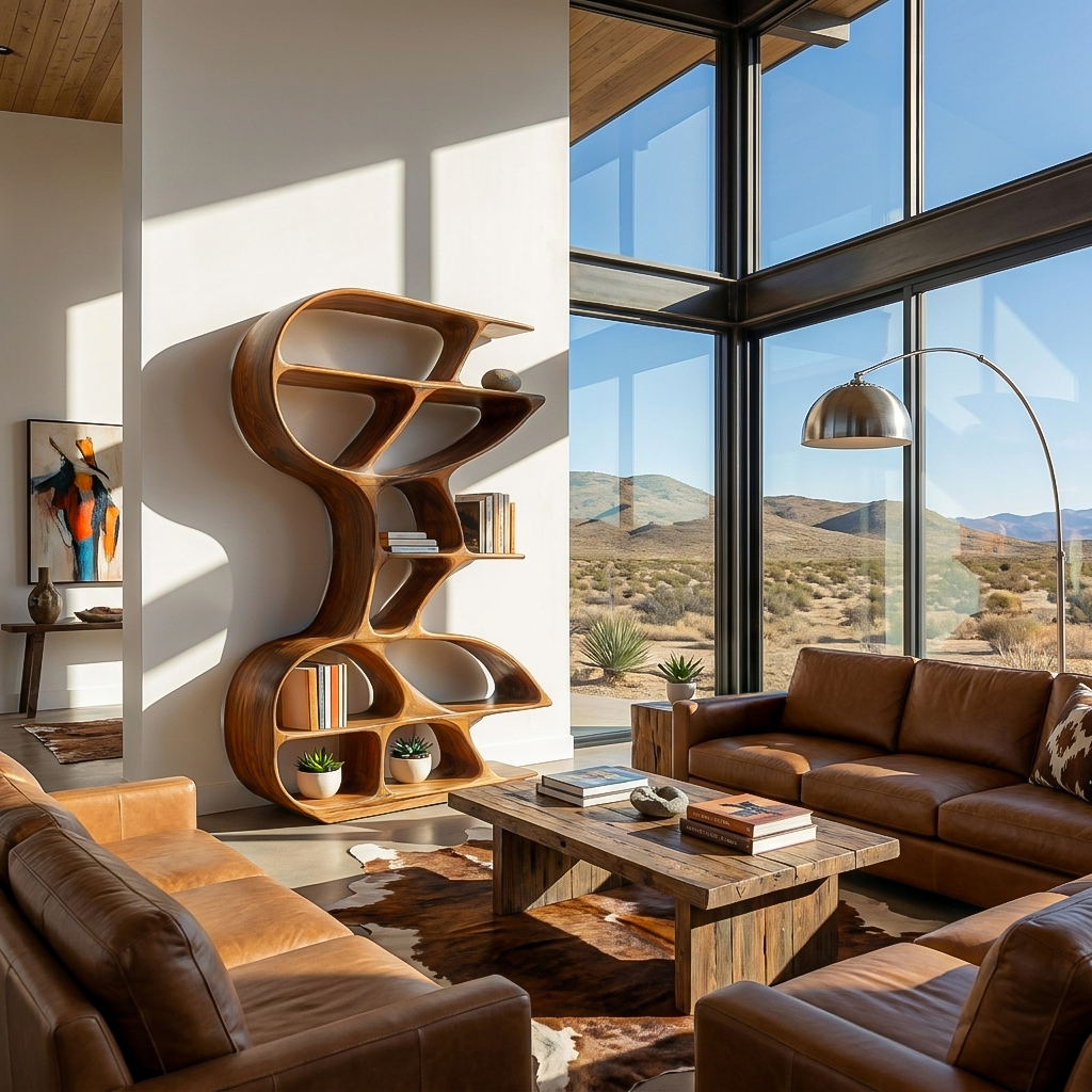Wooden Bookshelf Unique Sculptural Design For Modern Living Room RTTHTTBS141