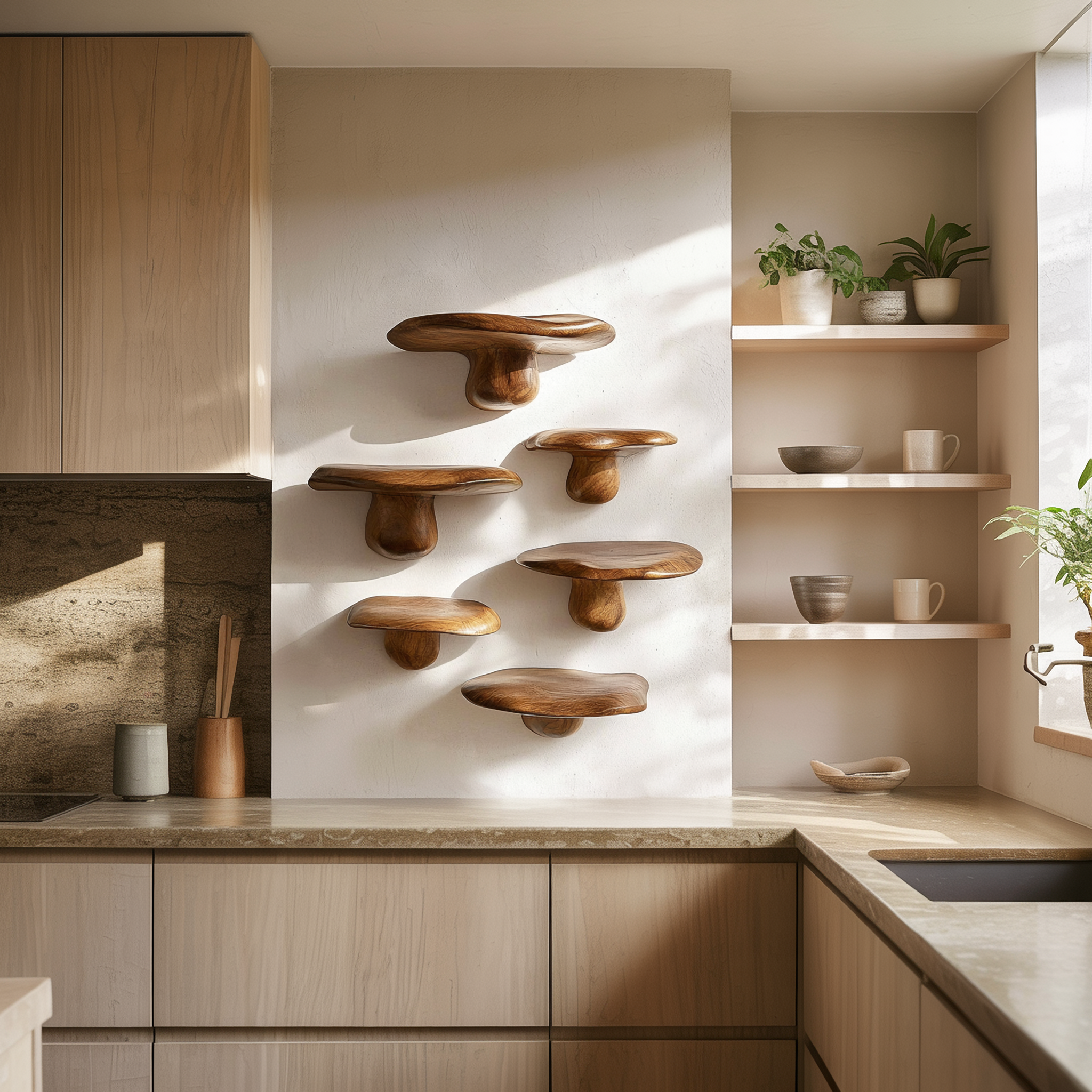 Natural Style Mushroom Shelf Living Room Or Kitchen SINLSAFL465