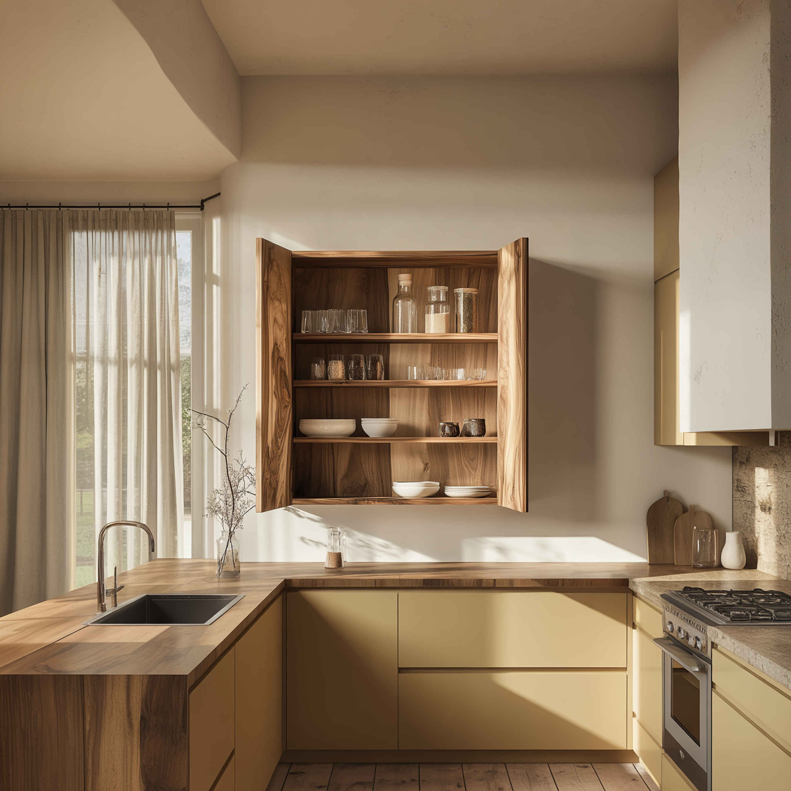 Mid Century Wall Mounted Storage Cabinet For Kitchen And Dining Room SINLSAKC005