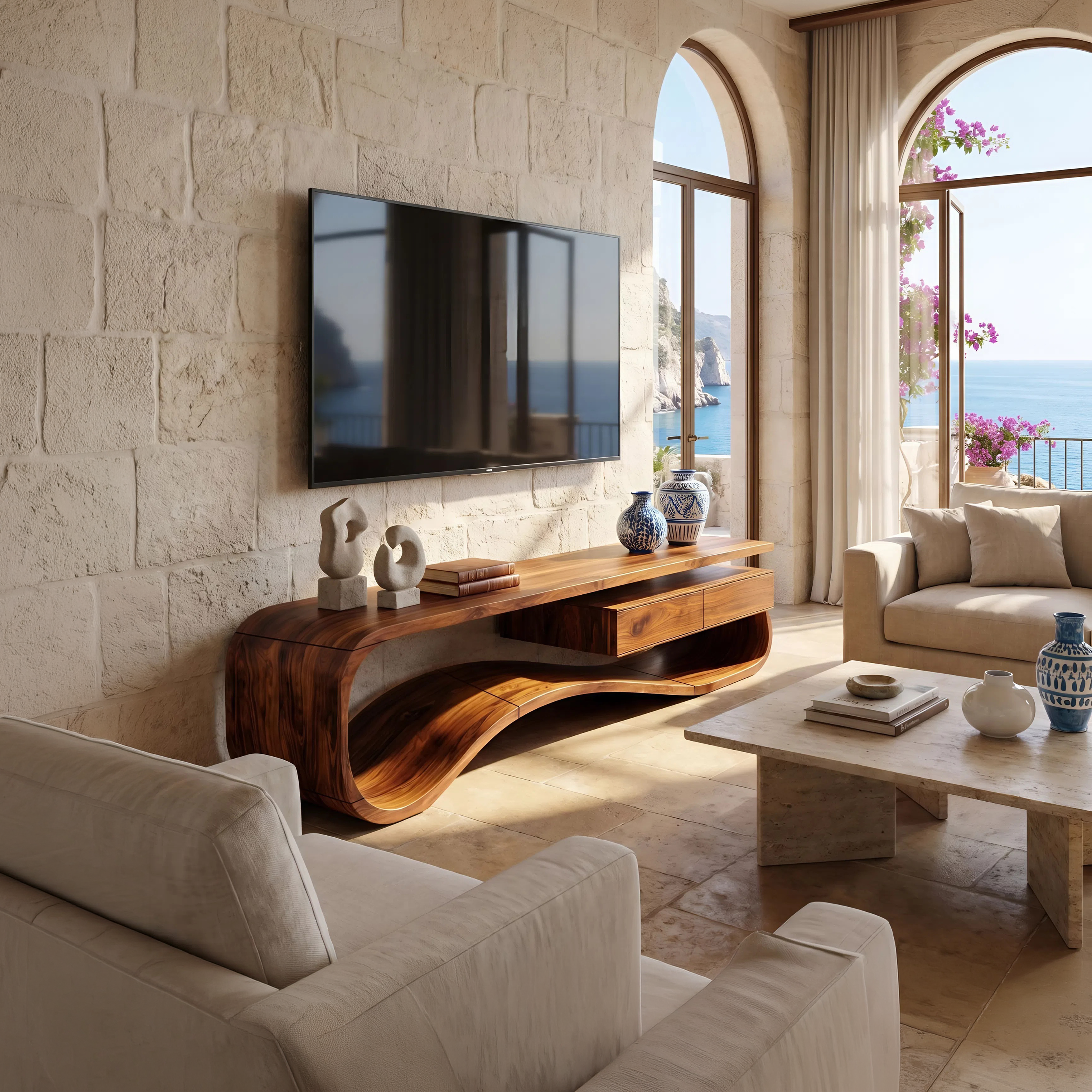 Contemporary Organic TV Stand For Lounge Area SILDTTNTVC122