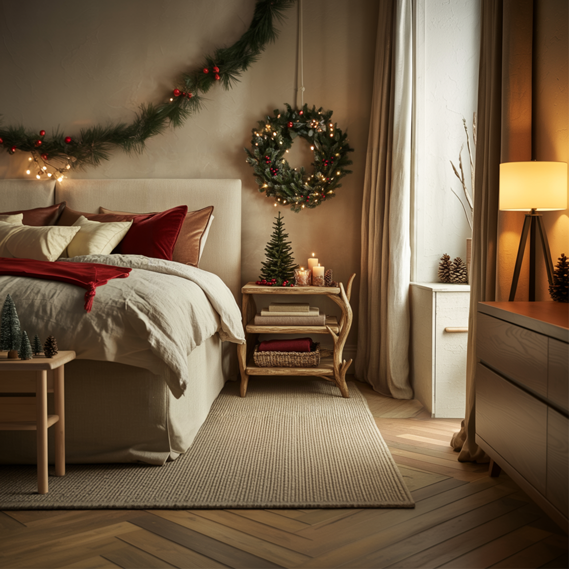 Rustic Organic Nightstand Christmas Bedroom Seasonal Display SINLSABT213