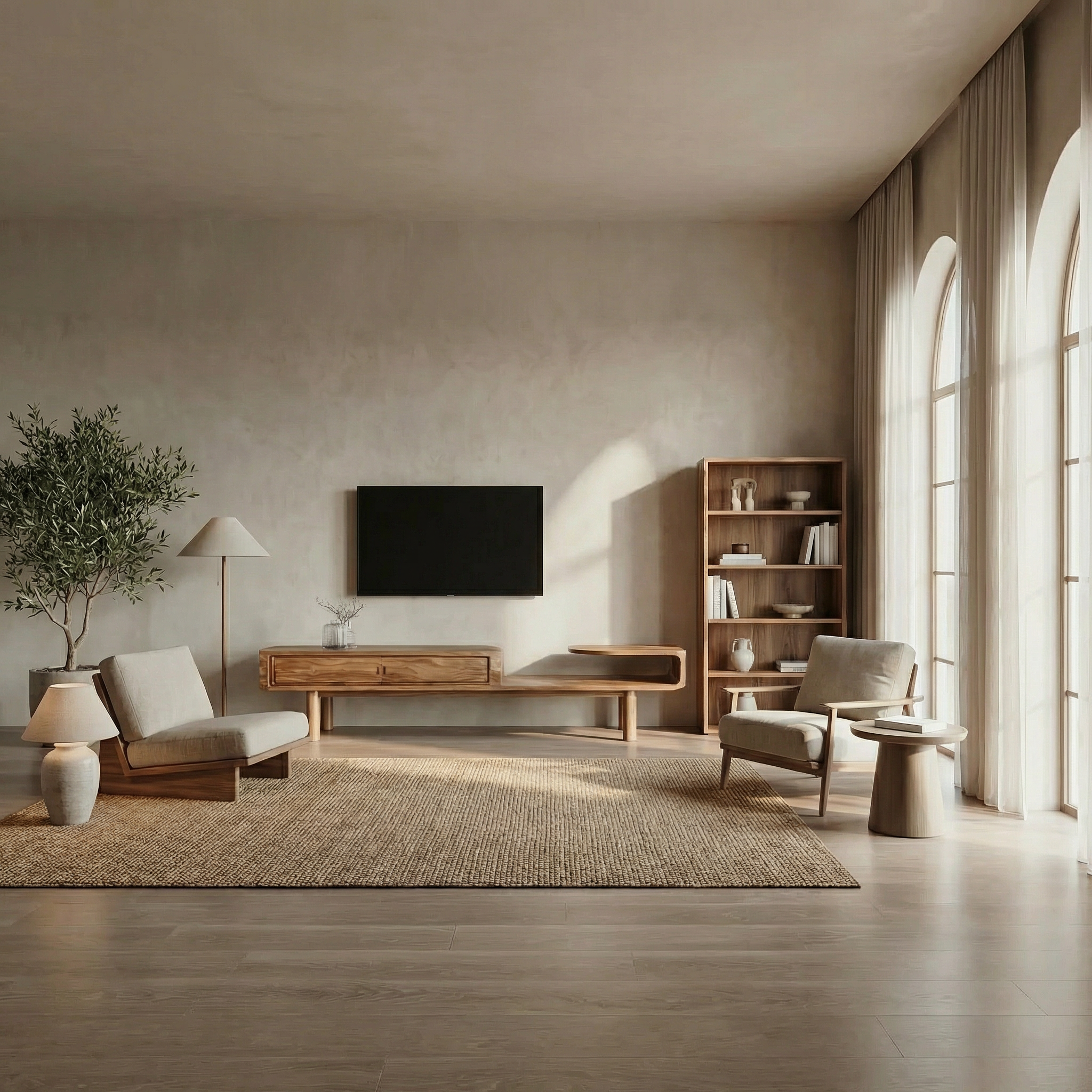 Modern Sculptural TV Console For Living Room And Media Wall SINLSASC502