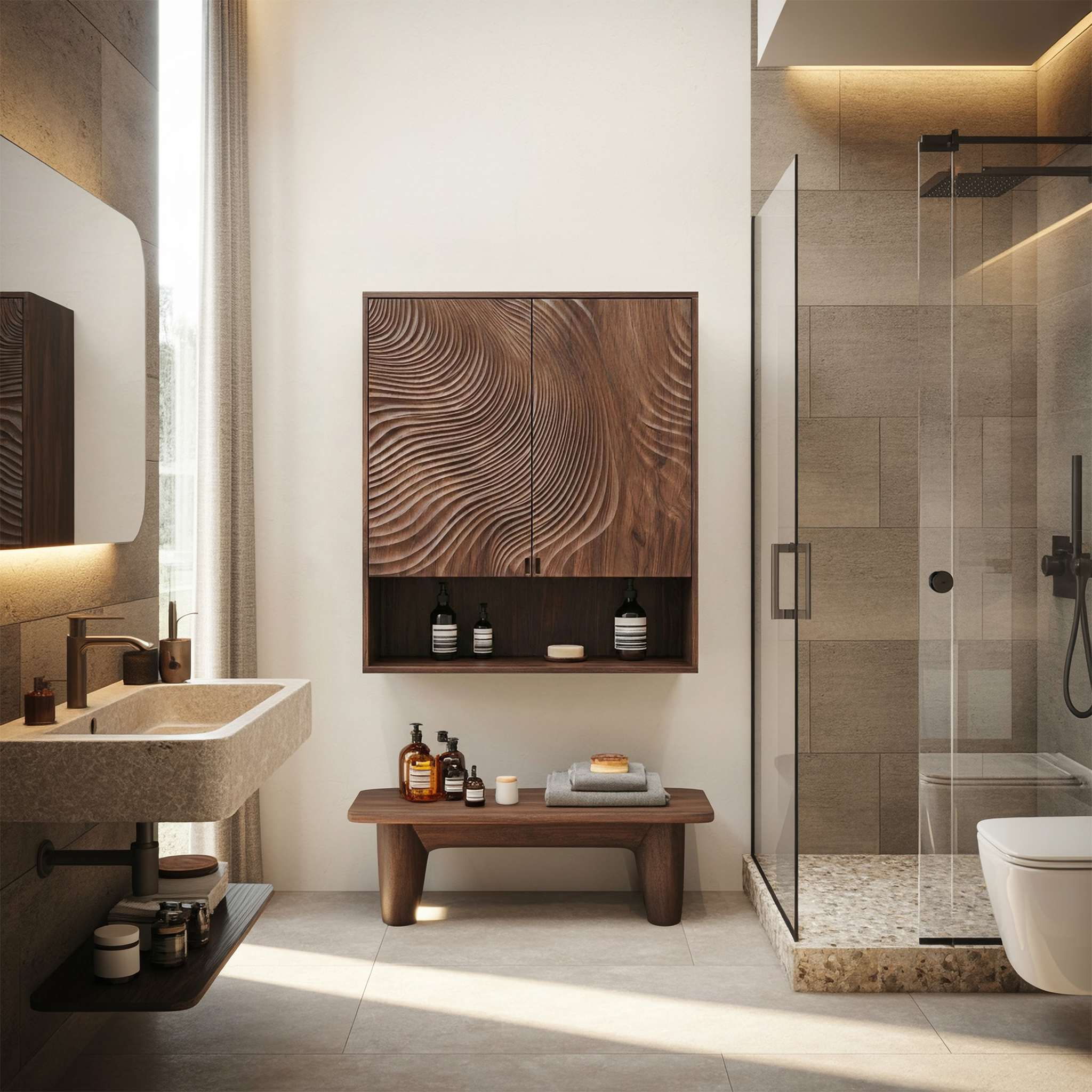 Rustic Compact Wall Cabinet For Bathroom Storage And Small Space SINLSABCT003