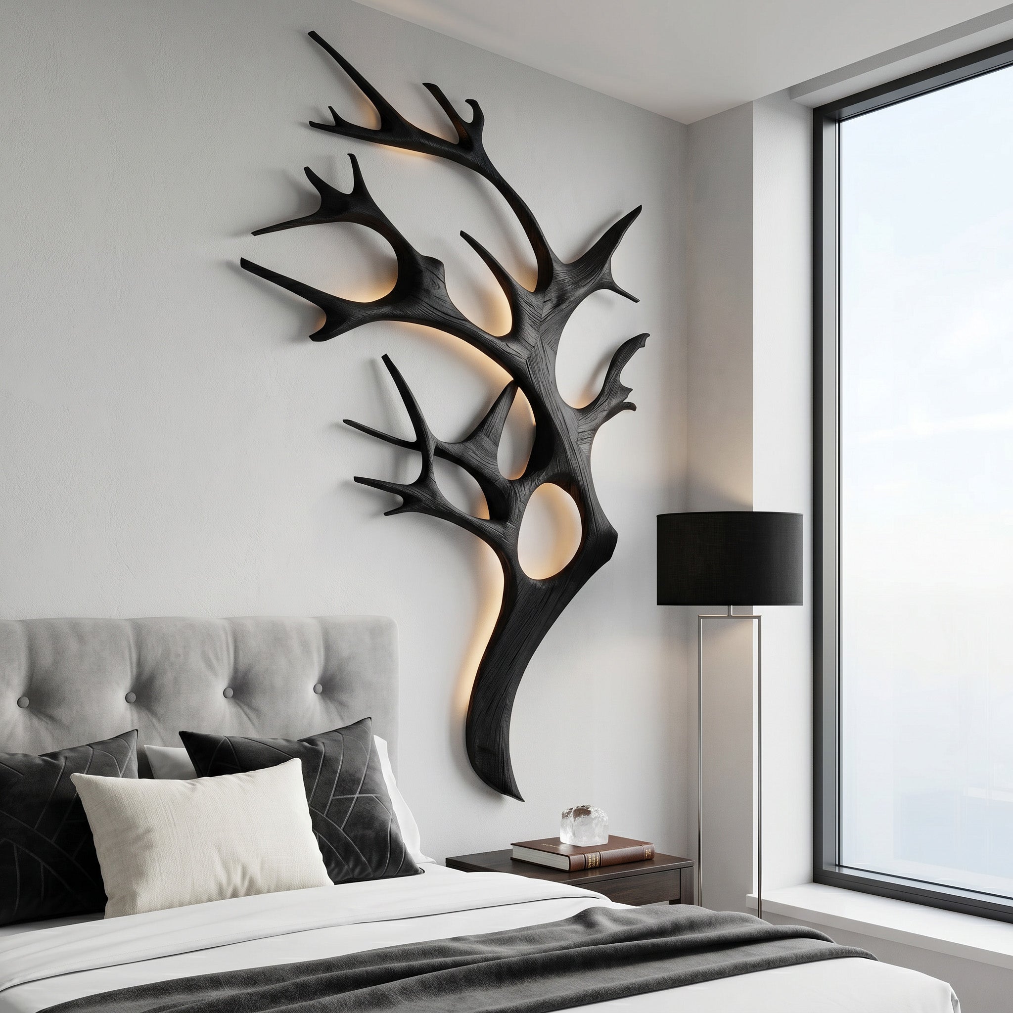Contemporary Wooden Tree Wall Light For Bedroom RTTHHNLAM063