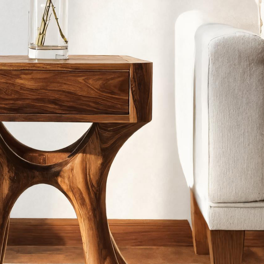 Unique Sculptural Side Table With Drawer For Living Room RTTHHNSTA001