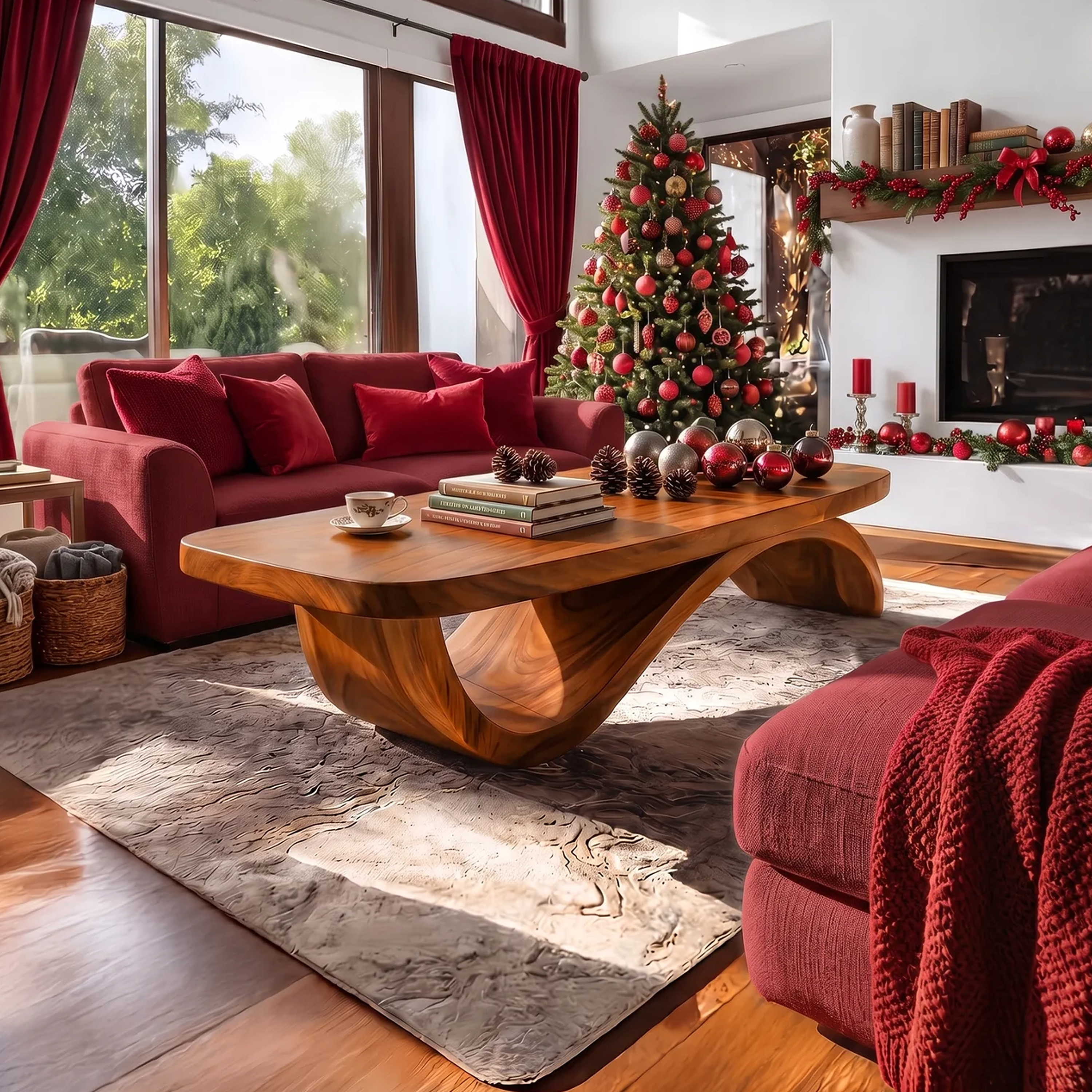 Farmhouse Live Edge Coffee Table Rustic For Holiday Furniture Use SILDTTRCCF019