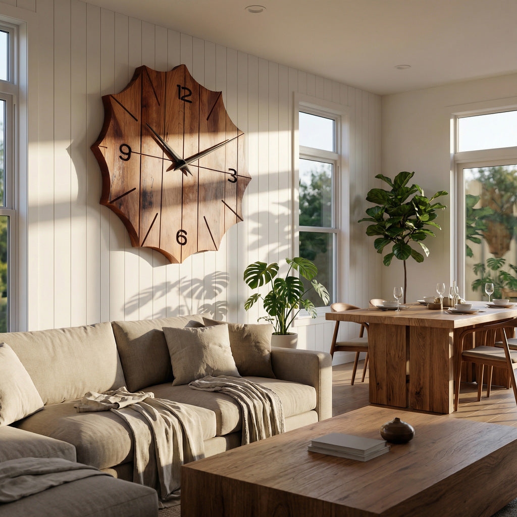 Organic Wooden Wall Clock For Designer Living Room RTTHHNWAC012