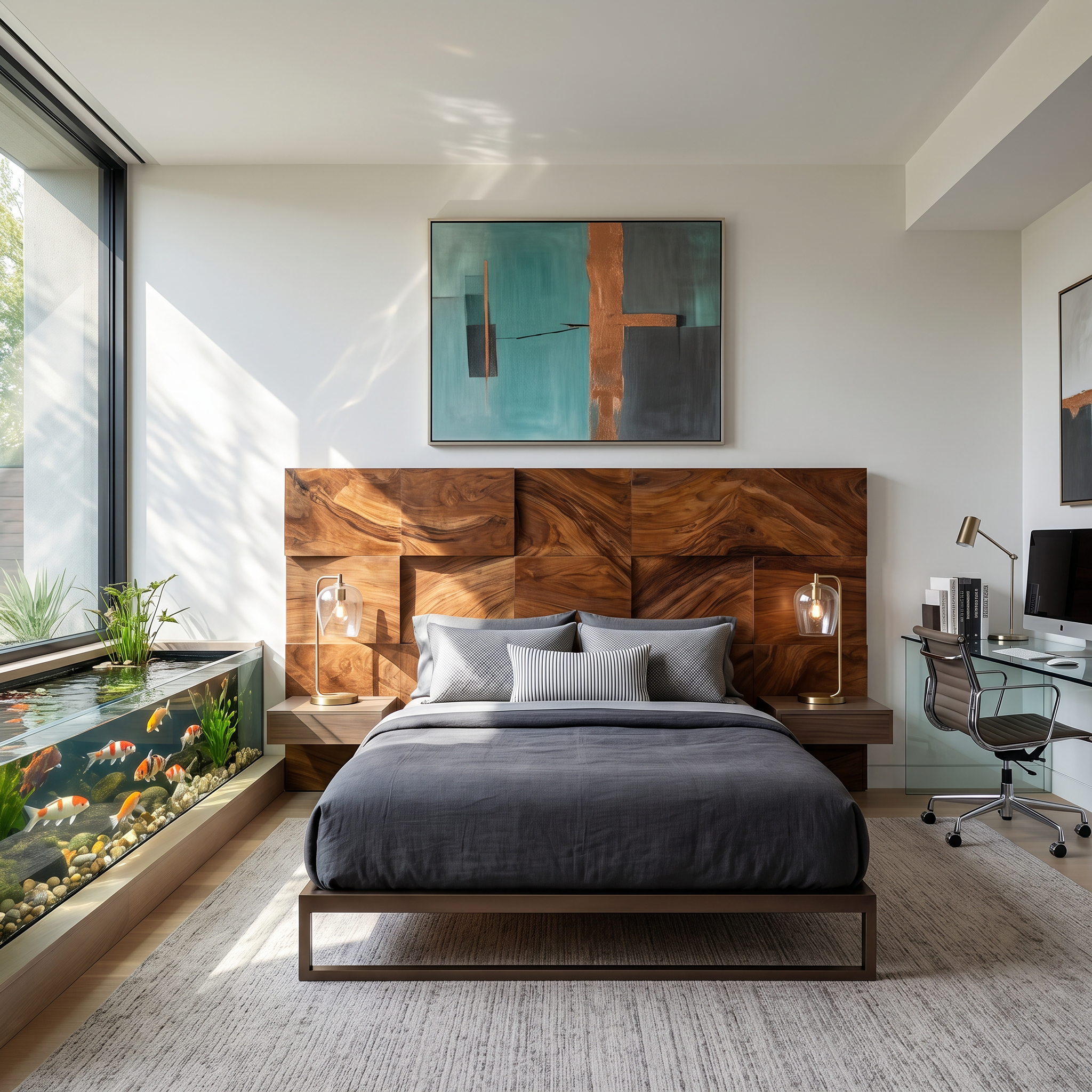 Modern Mosaic Wood Headboard For Neutral Bedroom SILDTTRHB021