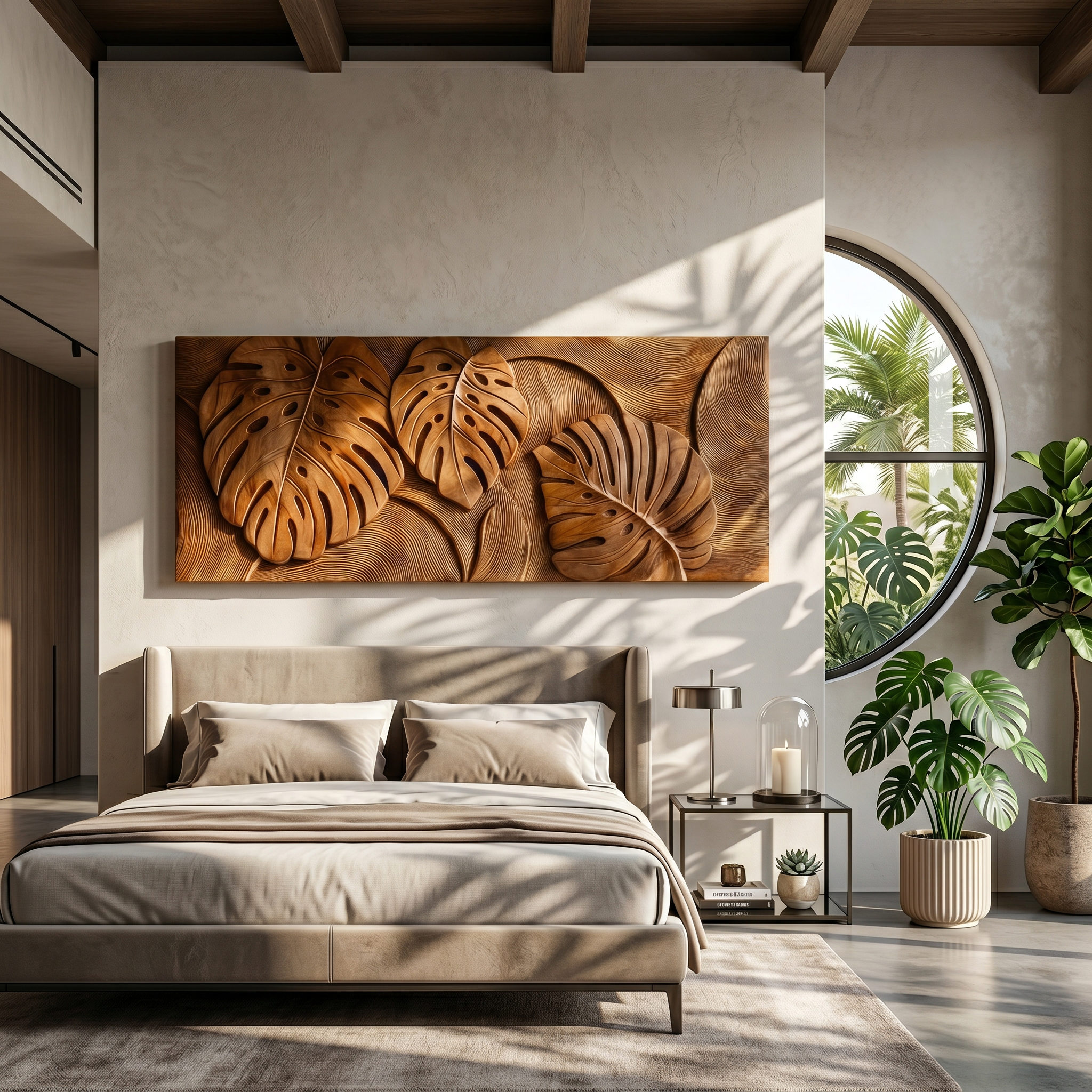 Tropical Wall Art With Leaf Texture For Bathroom SILDTTRWA145