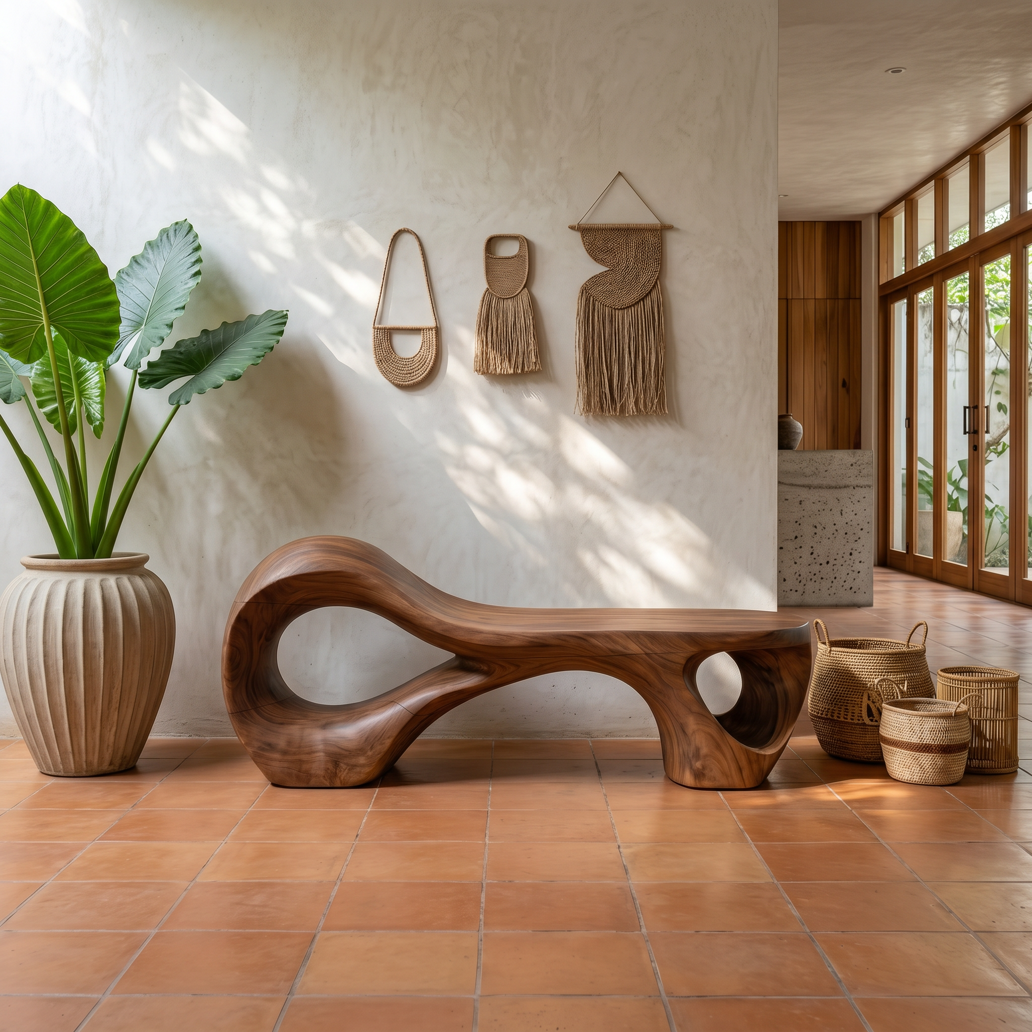 Contemporary Arched Cutout Bench For Courtyard Interior Area SILDTTNBEN021