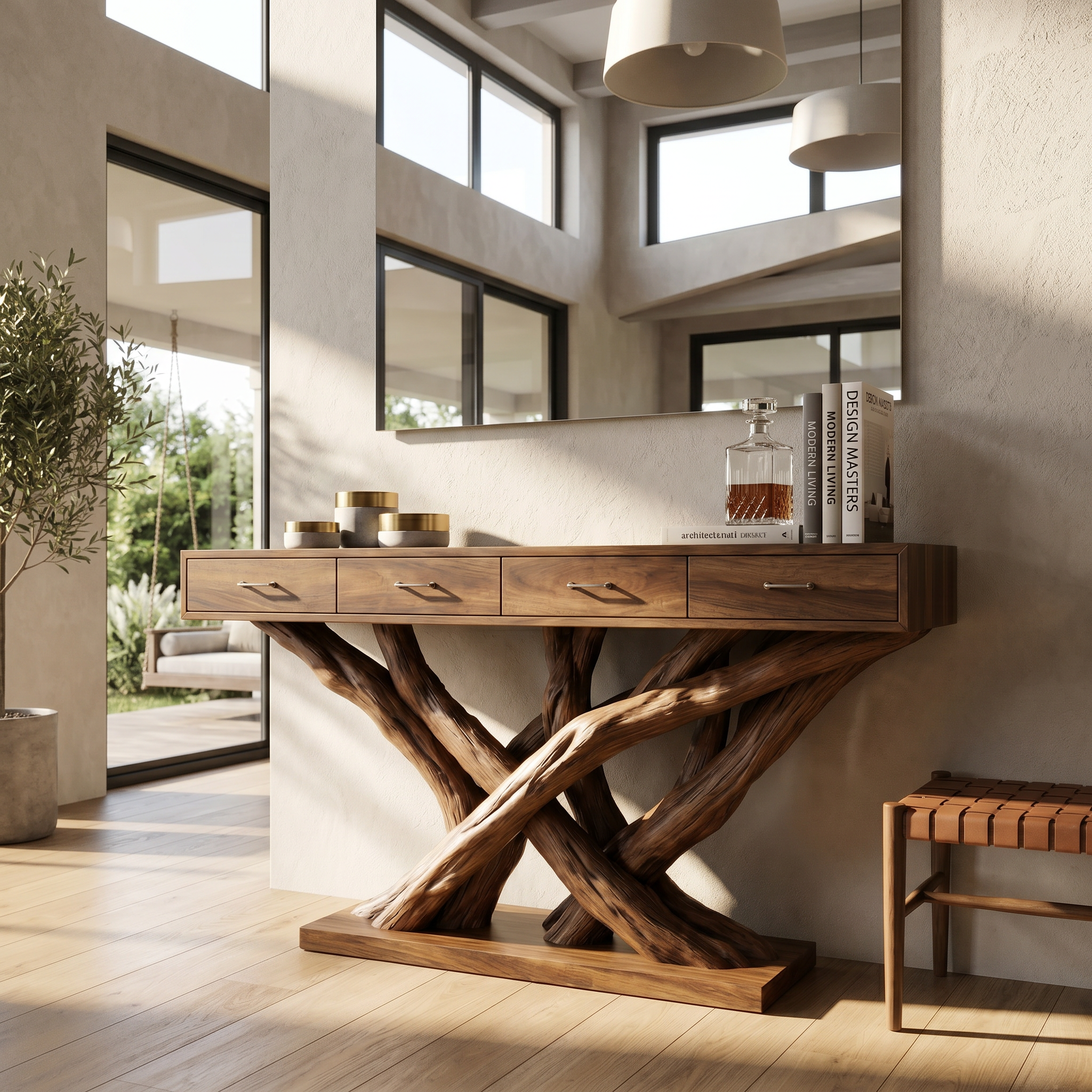 Organic Modern Twisted Root Console Table Luxury Entryway SILDTTRCS086