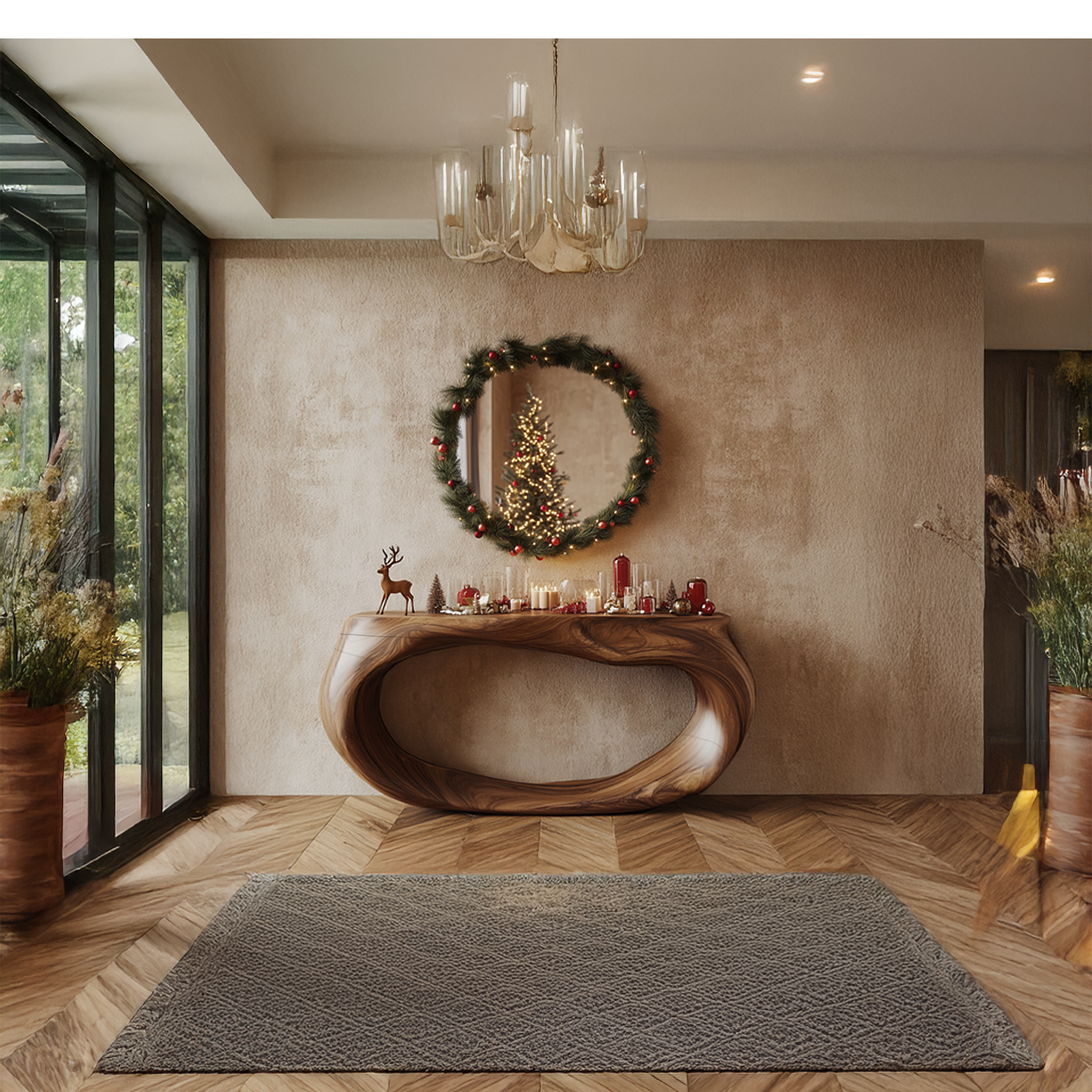 Mid Century Rustic Console Table Christmas Holiday Living Room Or Entryway SINLSACS290