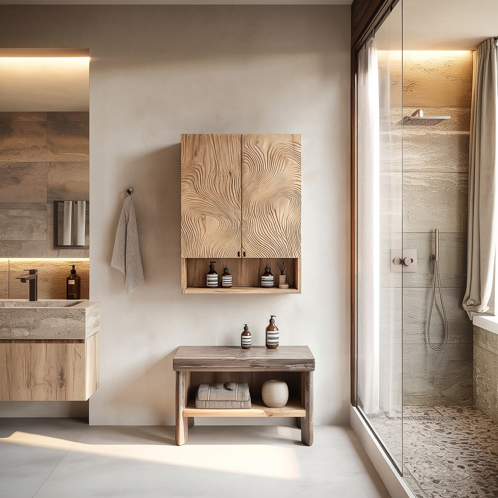 Rustic Minimal Wall Cabinet For Bathroom And Vanity Storage SINLSABCT004