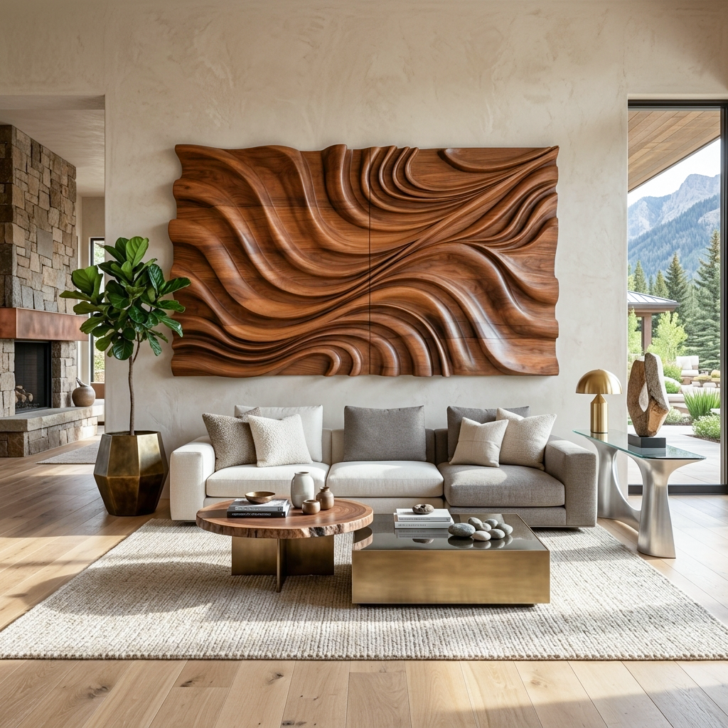 Elegant Wave Inspired Wall Sculpture for Modern Living Room SITHTTWA002