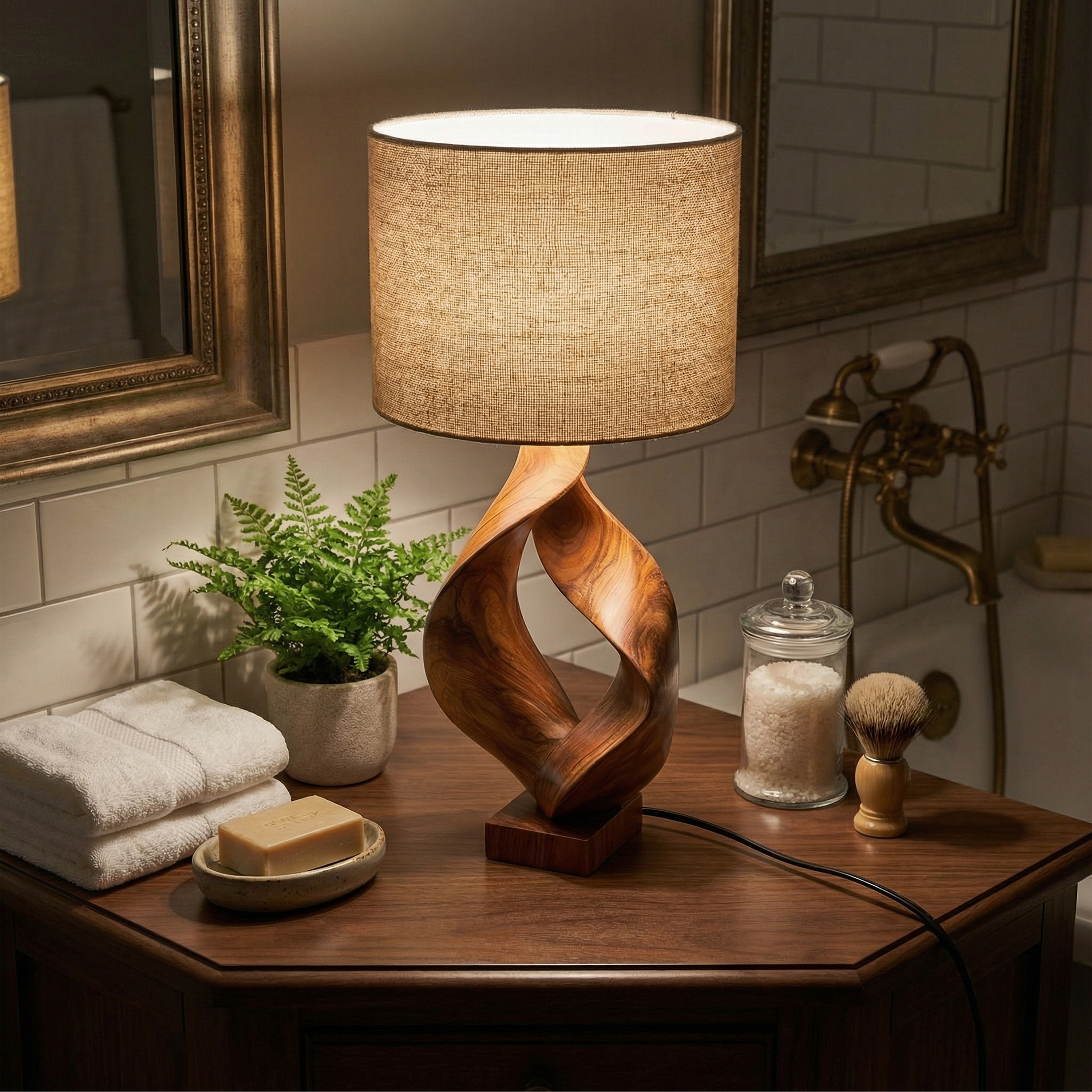 Rustic Sculptural Lamp Living Room Cabin Lodge Cozy Corner Space SILDTTRLAM035