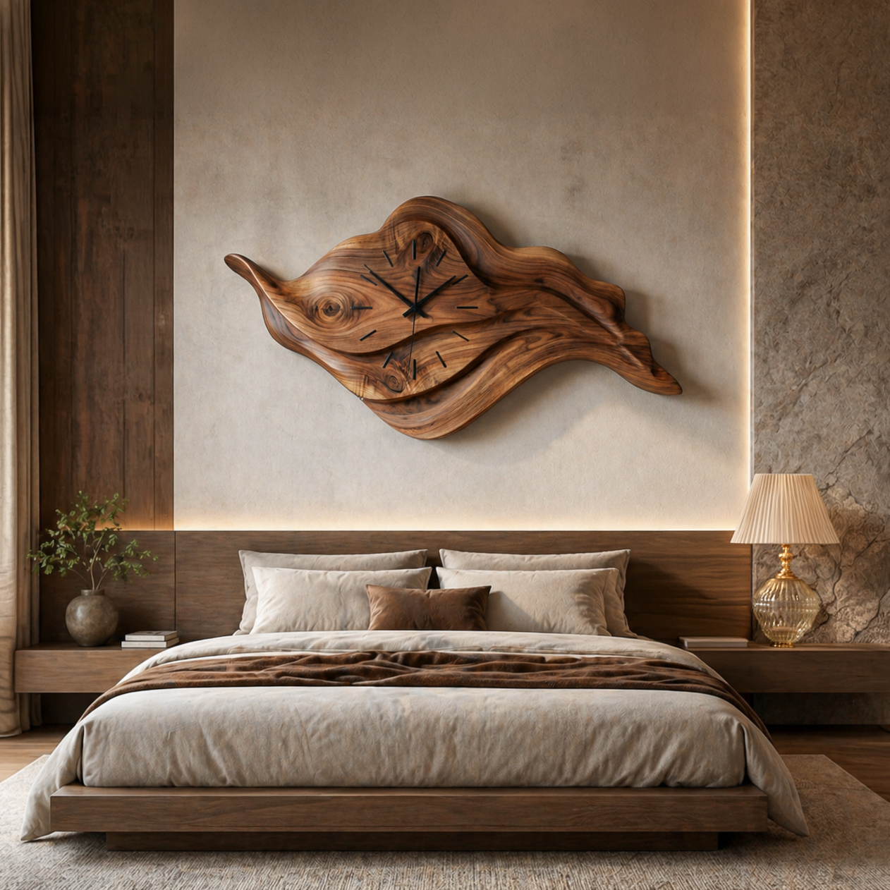 Artistic Sculptural Wooden Clock For Modern Home Office RTTHTTWAC027