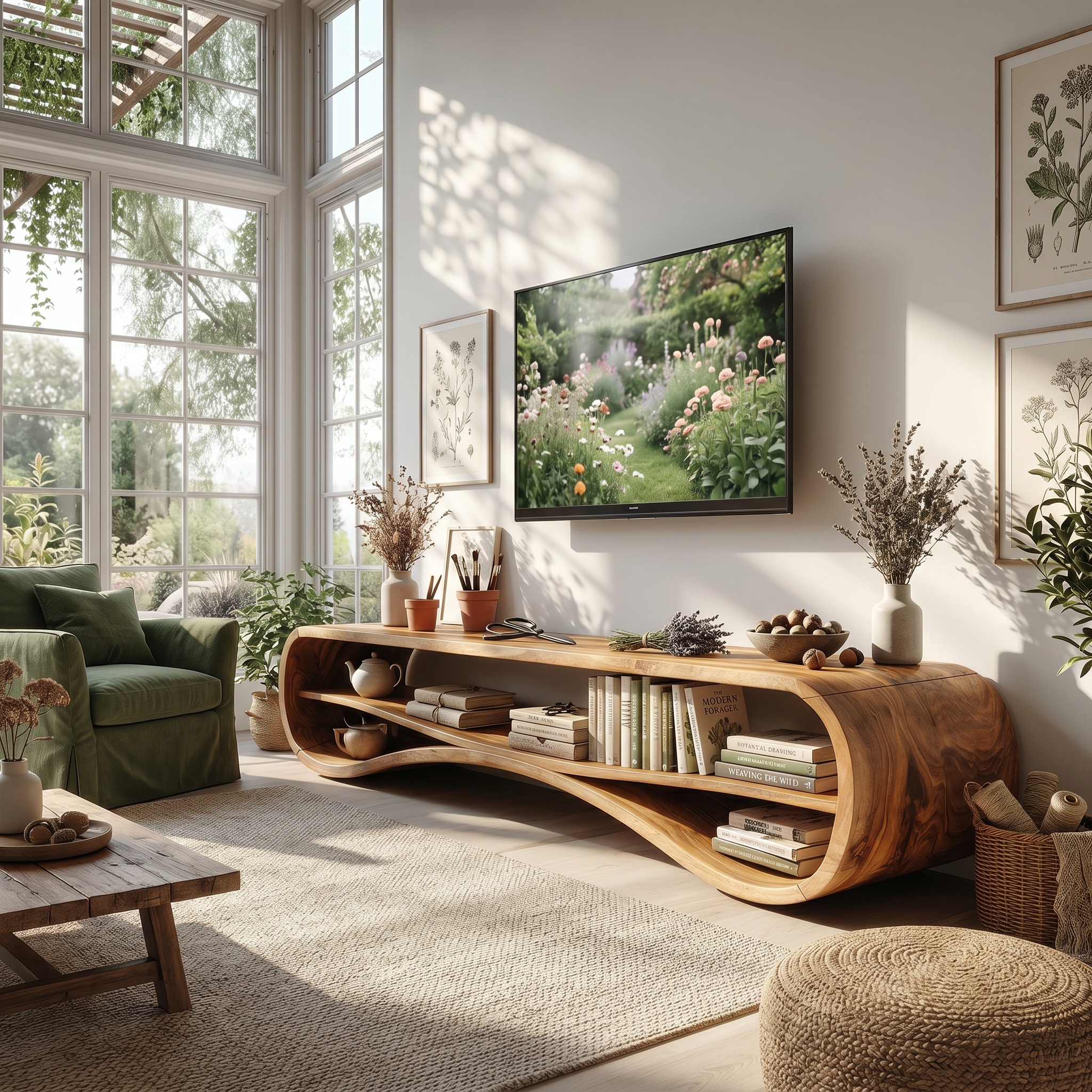 Modern Curved TV Stand For Coastal Living Room SILDTTRTVC068