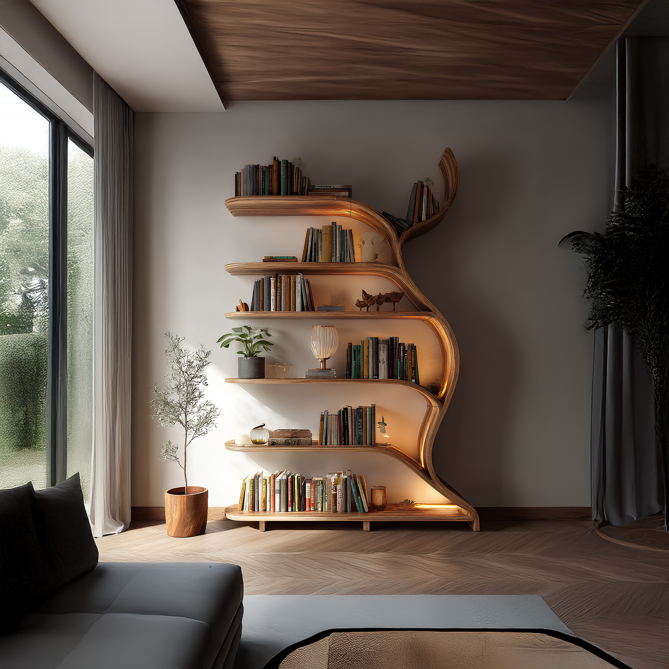 Tree Branch Bookshelf Solid Wood Farmhouse Wall Gift SINLSATB188