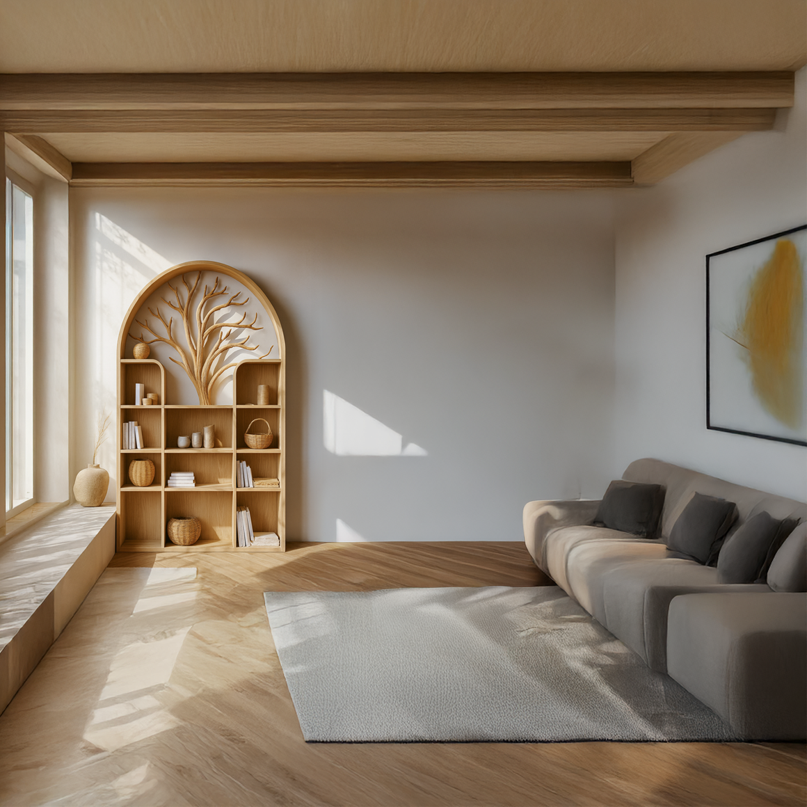 Scandinavian Rustic Tree Style Storage Cabinet Entryway And Living Room SINLSASC240