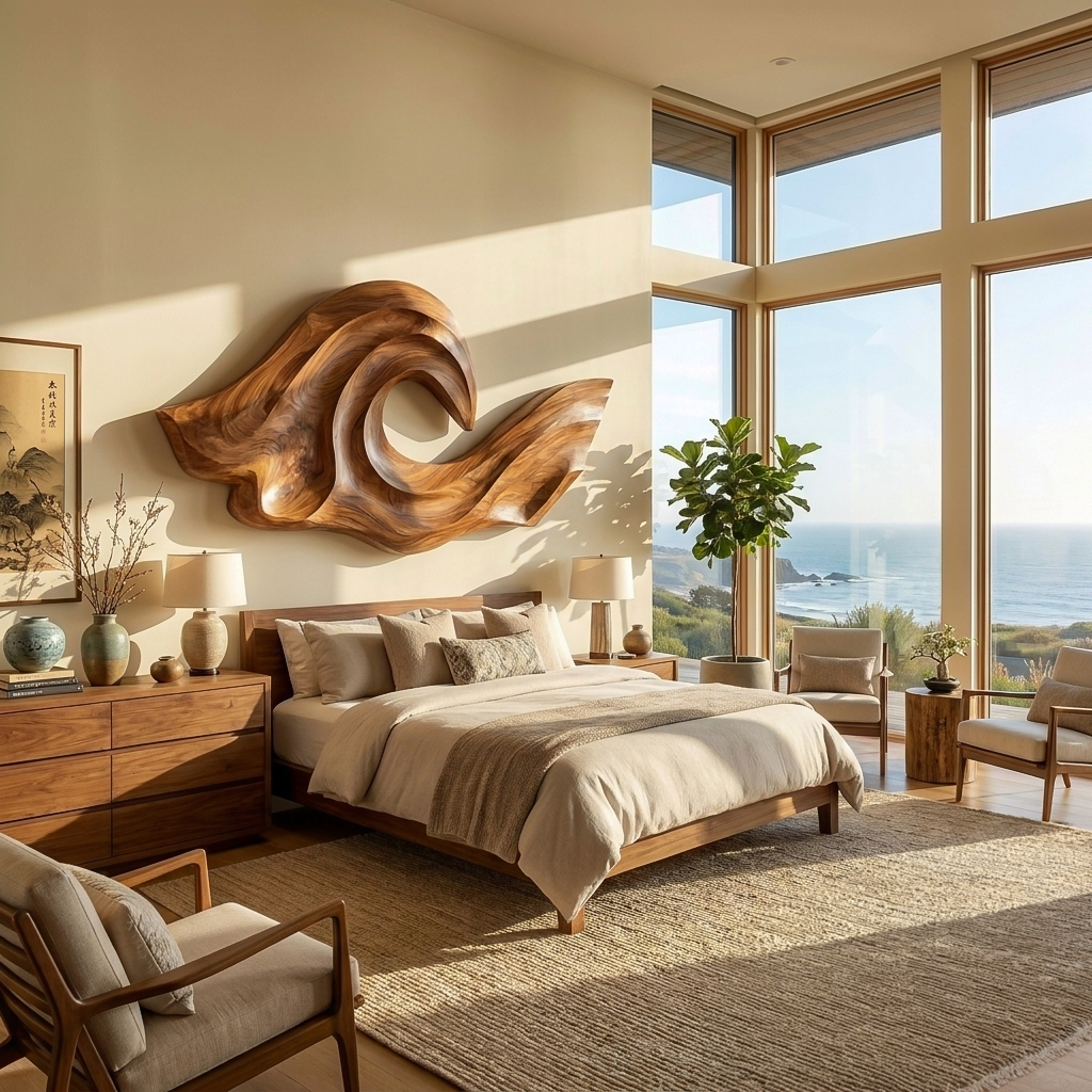 Ocean Wave Inspired Wood Wall Art For Living Room Decor RTTHTTWA138