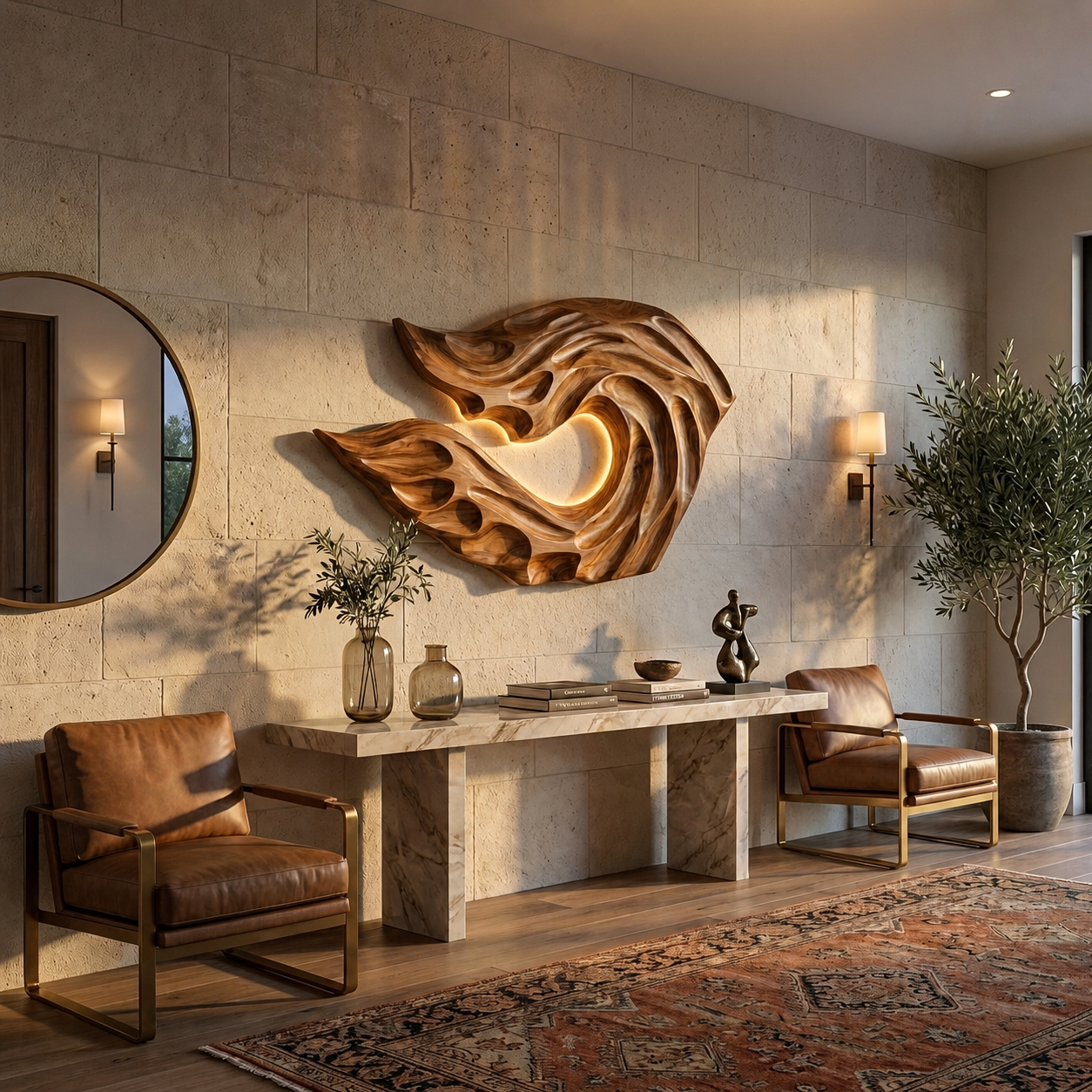 Organic Ocean Wave Wooden Wall Art For Contemporary Bedroom Wall RTTHTTWA142