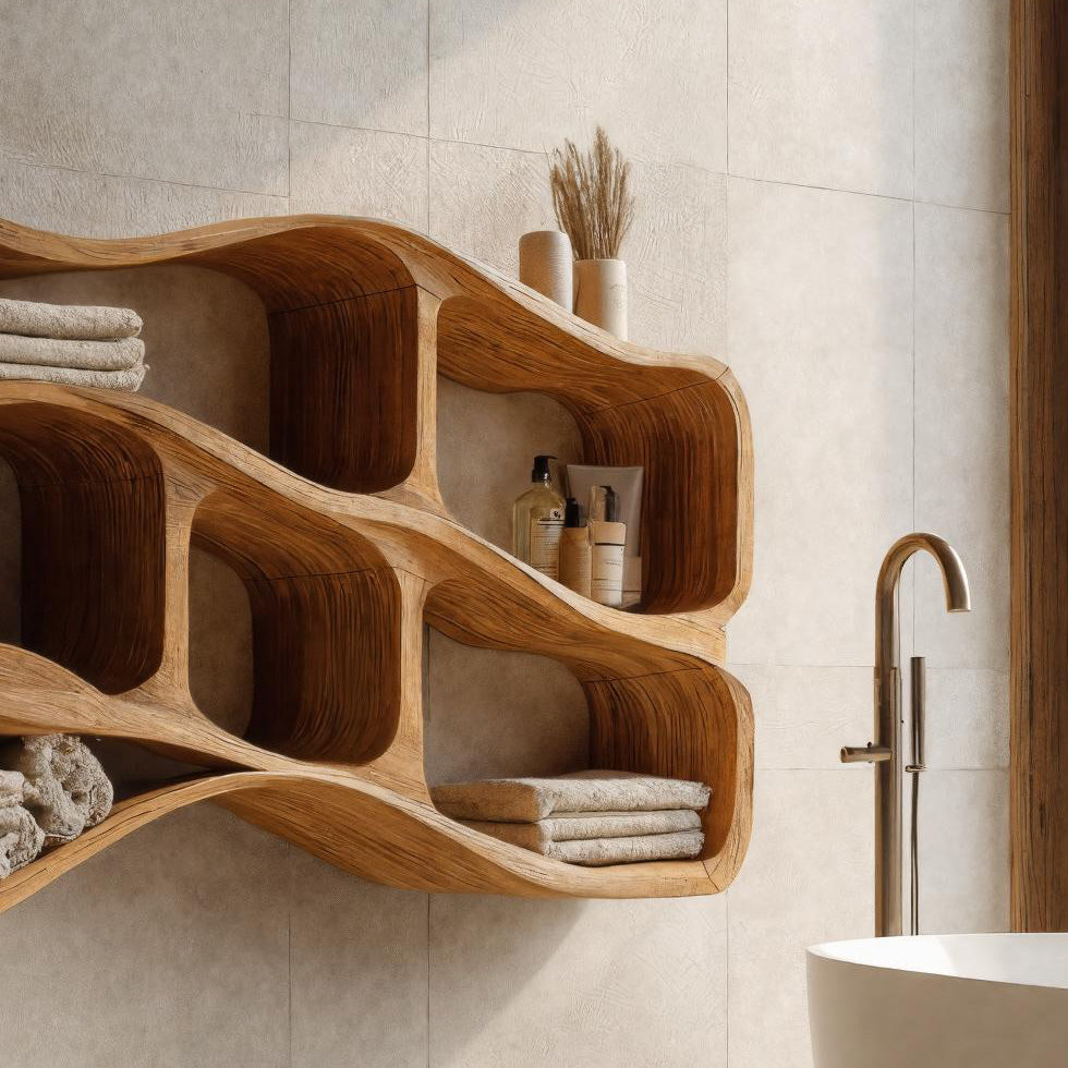 Organic Sculptural Wall Storage For Modern Bathroom RTTHHNBAS022